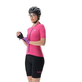 UYN Cyklistický dres s krátkym rukávom - LIGHTSPEED LADY - ružová/čierna