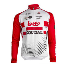 Cyklistický dres s dlhým rukávom letný - LOTTO SOUDAL 19 SMR - biela/červená