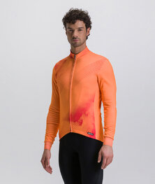 SANTINI Cyklistický dres s dlhým rukávom zimný - PURE DYE - oranžová
