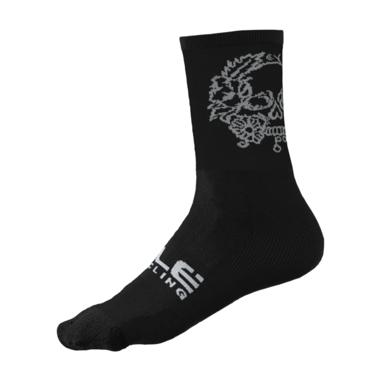 E-shop ALÉ Cyklistické ponožky klasické - SKULL - čierna
