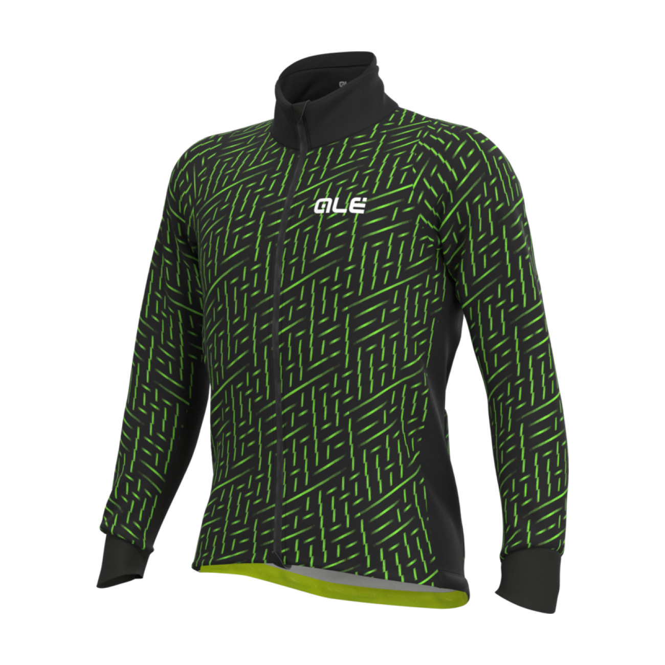 ALÉ Cyklistická zateplená bunda - PR-R GREEN BOLT - čierna/zelená