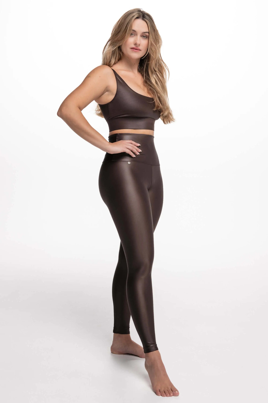 ATHLEEYA legíny - ESSENTIAL SHINE - hnedá XL