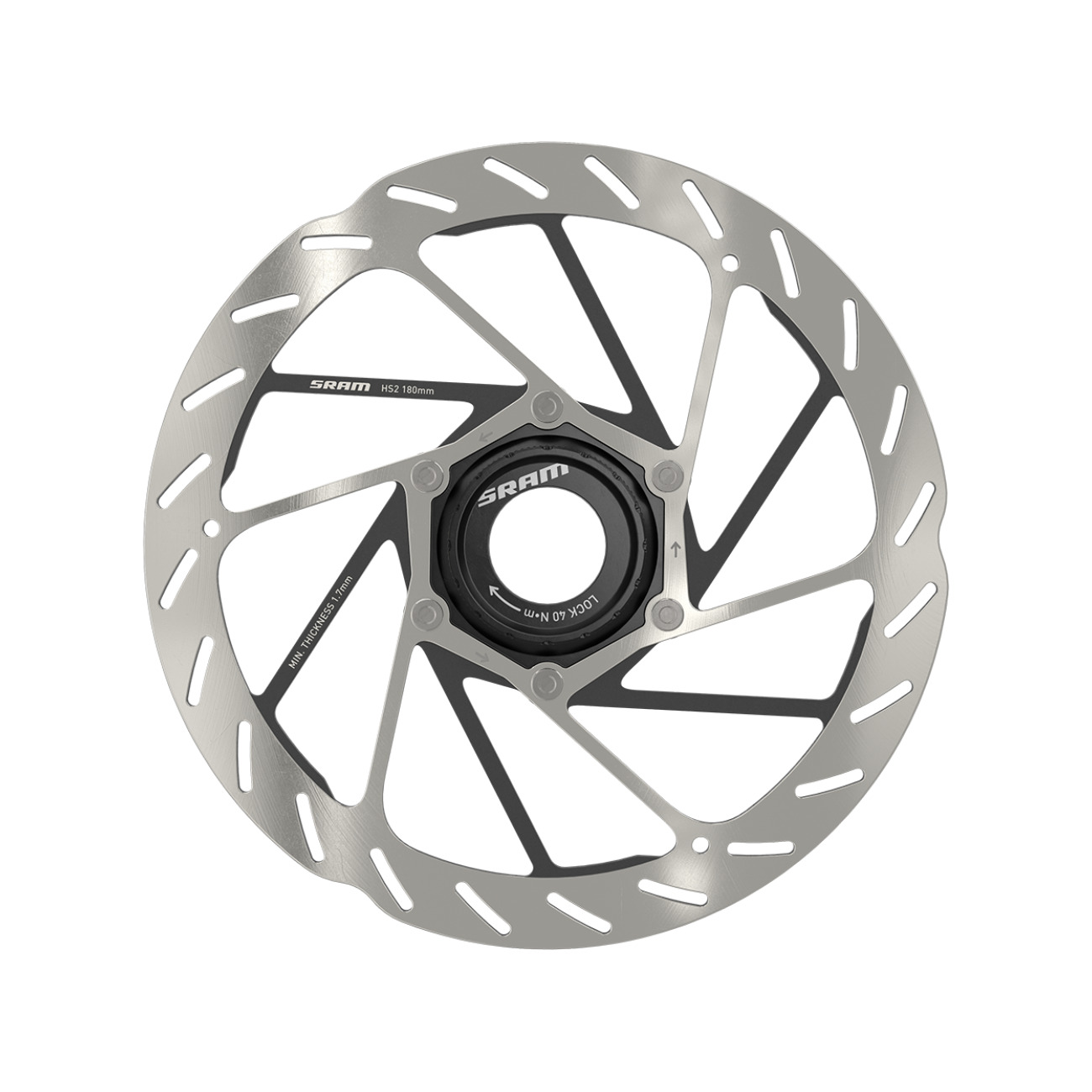 SRAM brzdový kotúč - HS2 180mm CENTER LOCK - strieborná/čierna