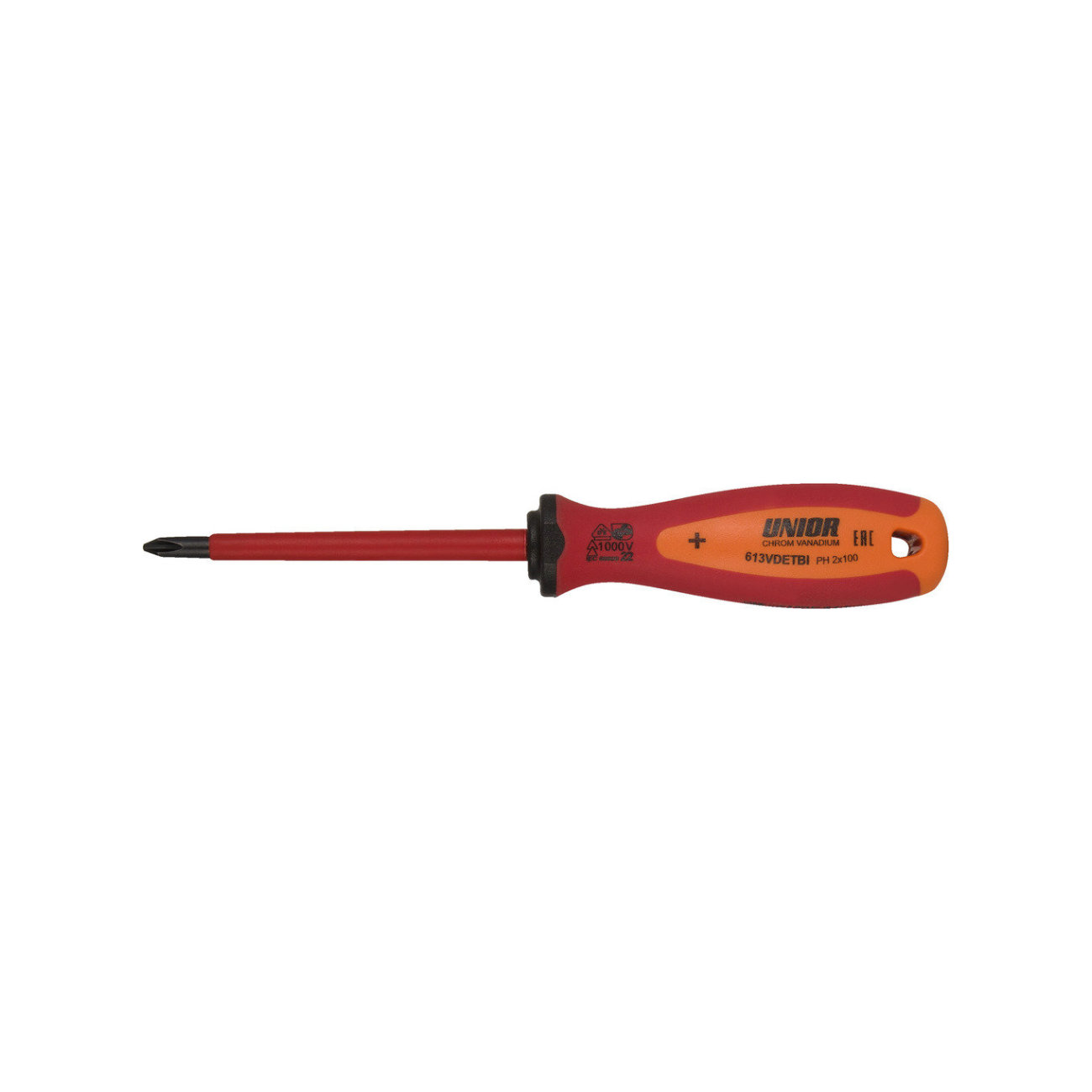 
                UNIOR skrutkovač - SCREWDRIVER  VDE TBI PH0 x 60 - červená
            