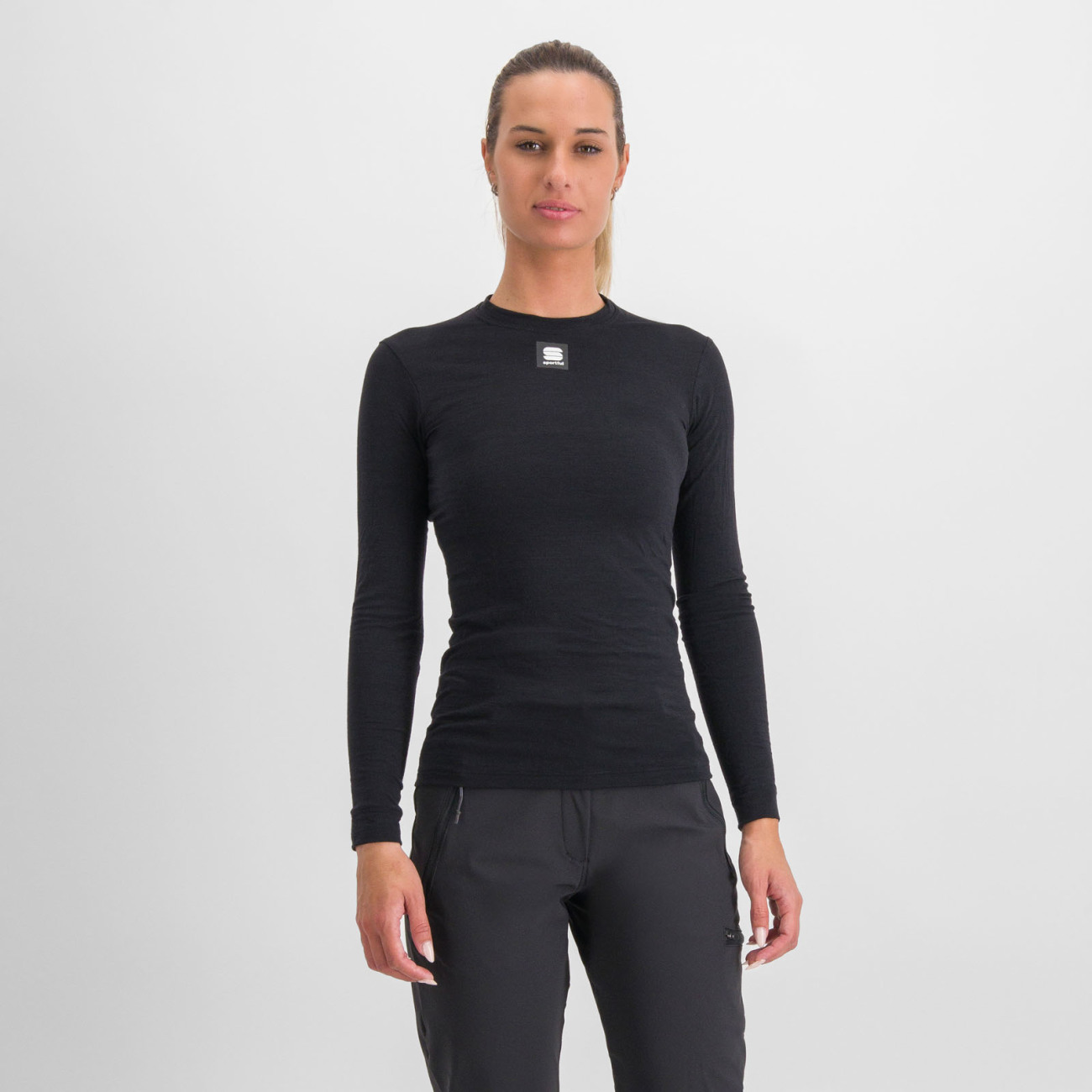 SPORTFUL Cyklistické tričko s dlhým rukávom - MERINO - čierna XS