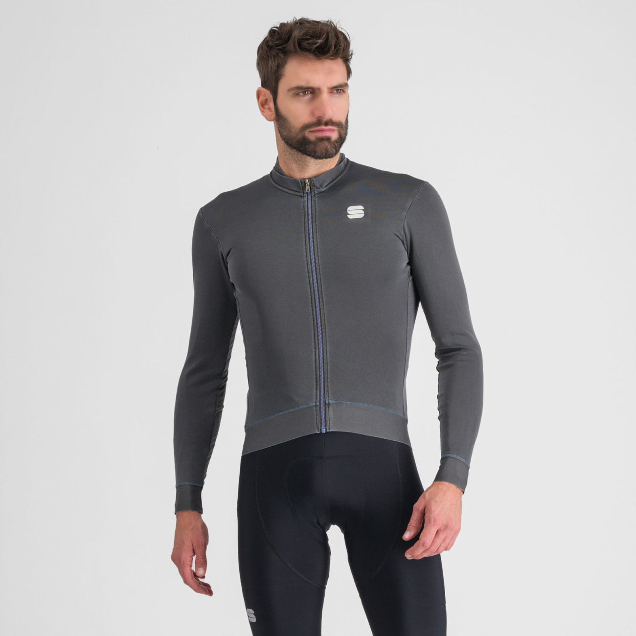 SPORTFUL Cyklistický dres s dlhým rukávom zimný - MONOCROM THERMAL - antracitová