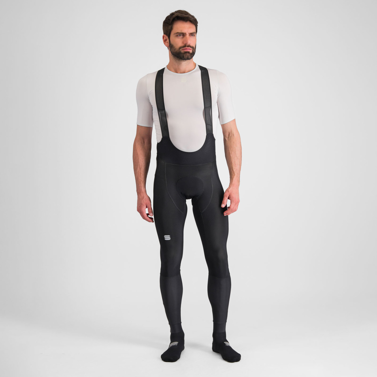 SPORTFUL Cyklistické nohavice dlhé s trakmi - TOTAL COMFORT - čierna