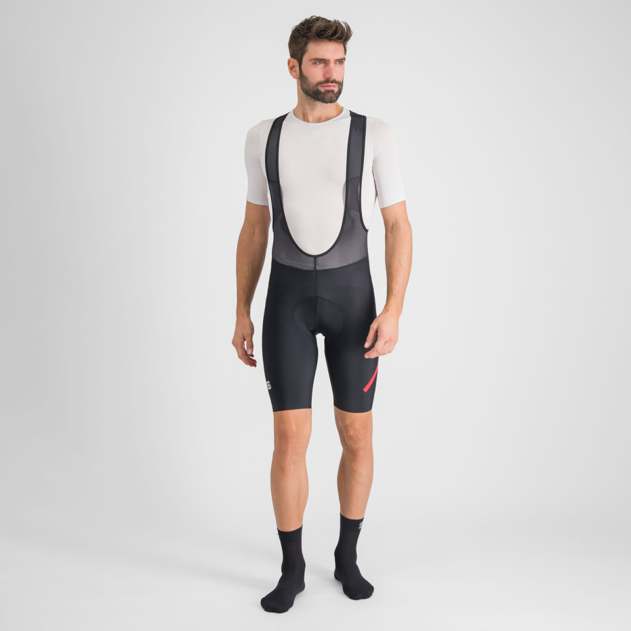 SPORTFUL Cyklistické nohavice krátke s trakmi - FIANDRE PRO LIGHT - čierna