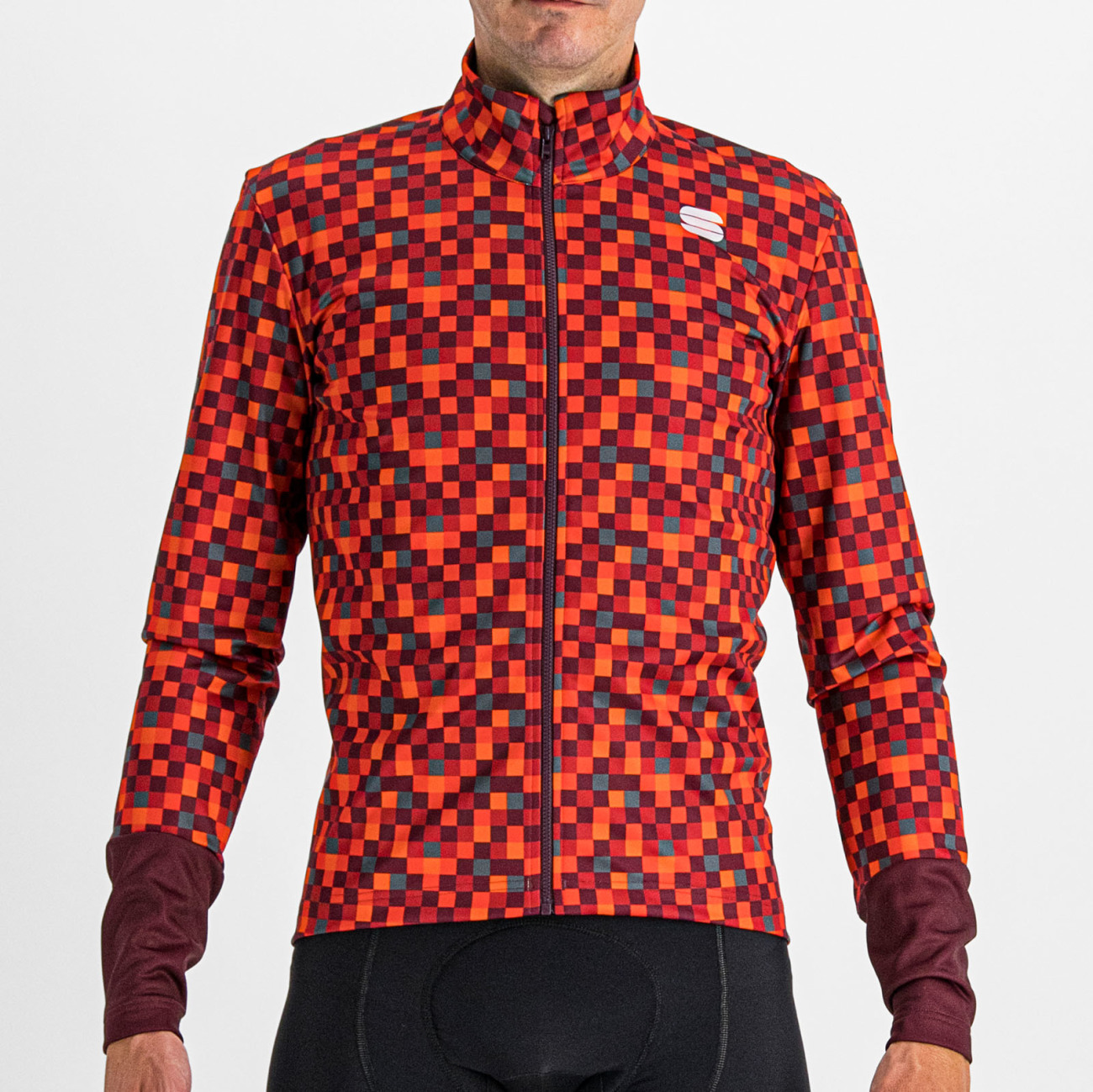 
                SPORTFUL Cyklistická zateplená bunda - PIXEL - červená/hnedá
            