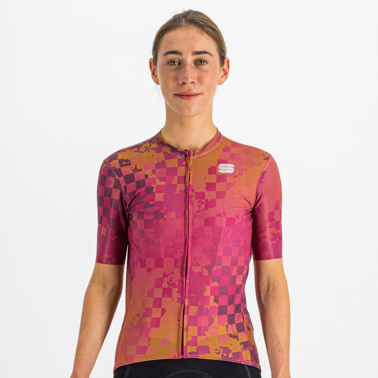 SPORTFUL Cyklistický dres s krátkym rukávom - ROCKET - cyklamenová/hnedá