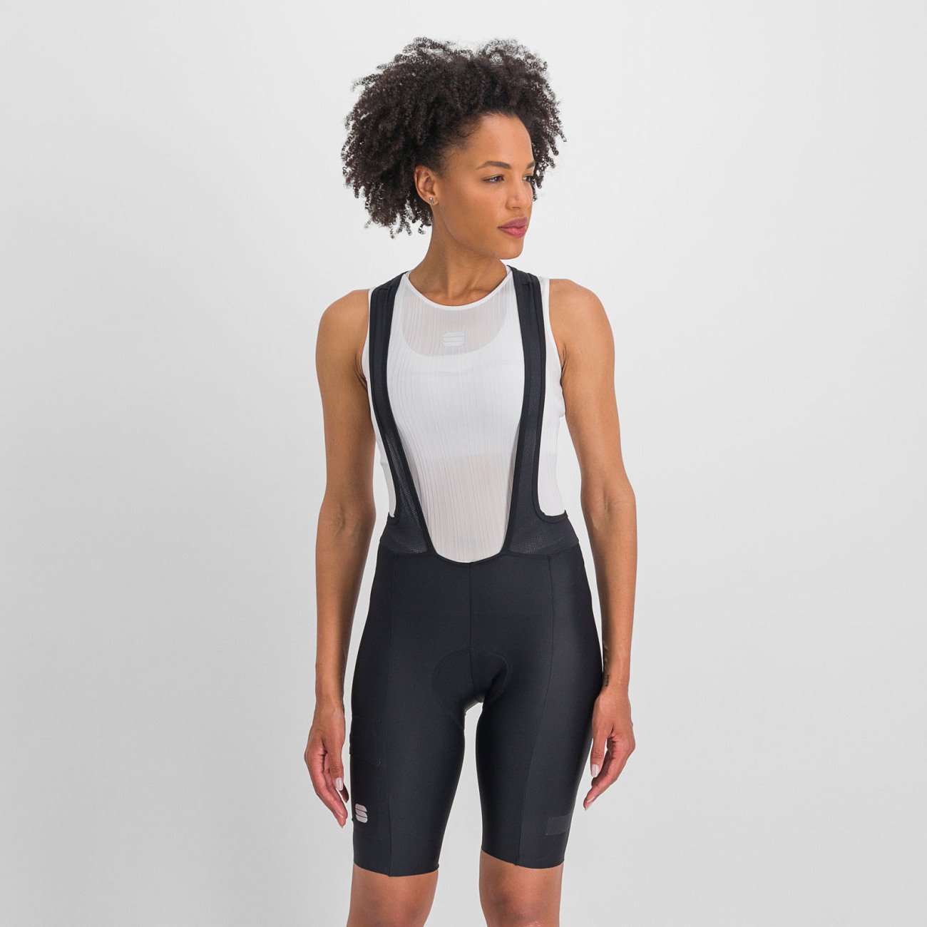 SPORTFUL Cyklistické nohavice krátke s trakmi - GIARA - čierna 2XL