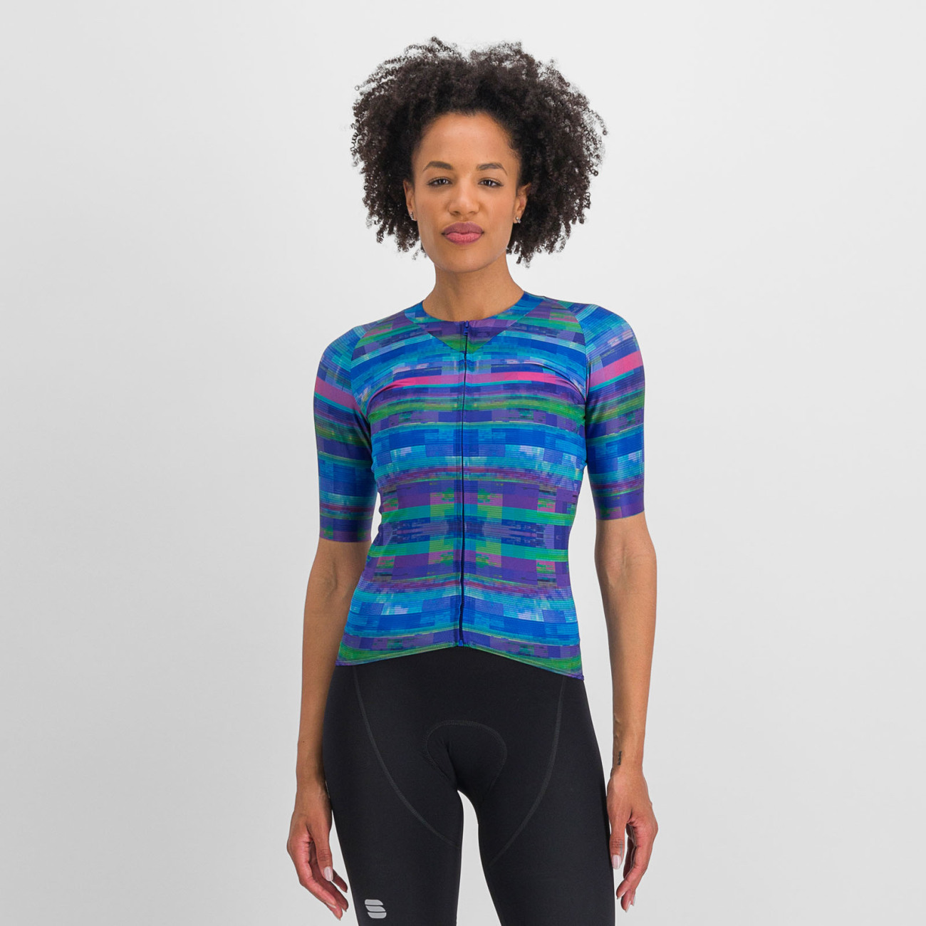 SPORTFUL Cyklistický dres s krátkym rukávom - GLITCH BOMBER - modrá