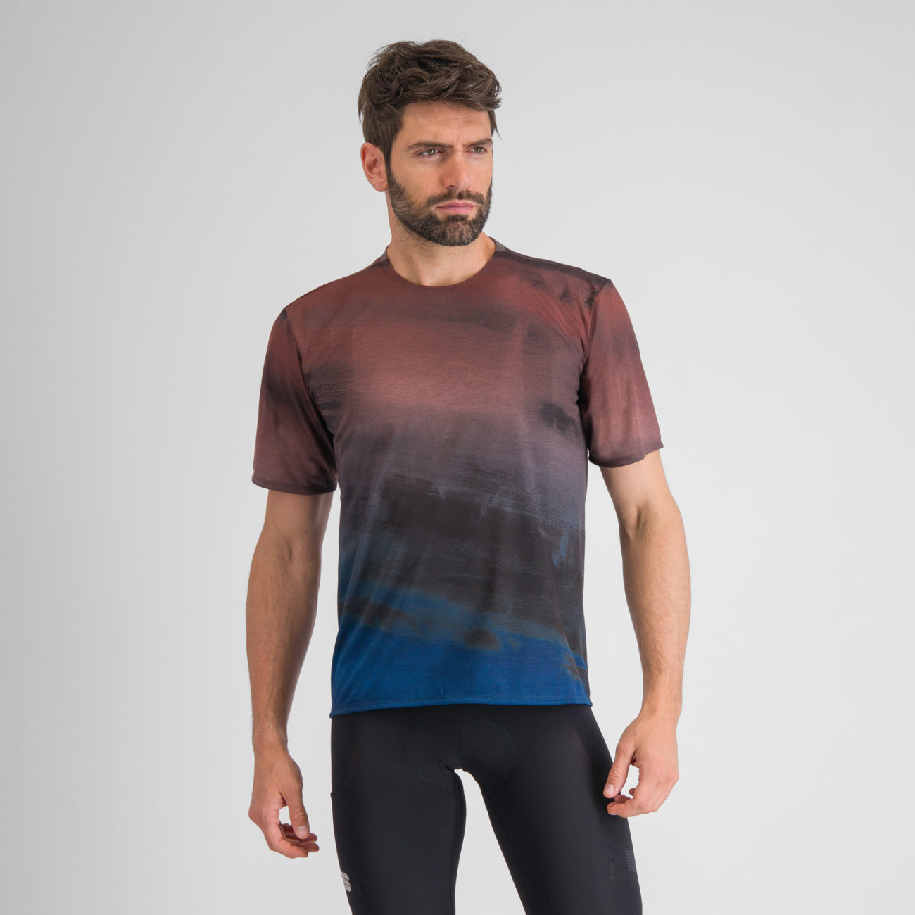 SPORTFUL Cyklistické tričko s krátkym rukávom - FLOW GIARA - hnedá/modrá M