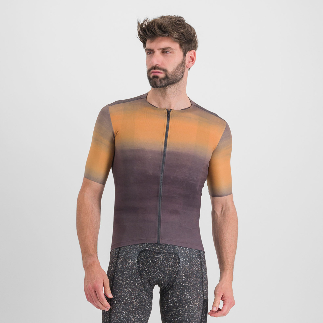 SPORTFUL Cyklistický dres s krátkym rukávom - SKY RIDER SUPERGIARA - hnedá/oranžová