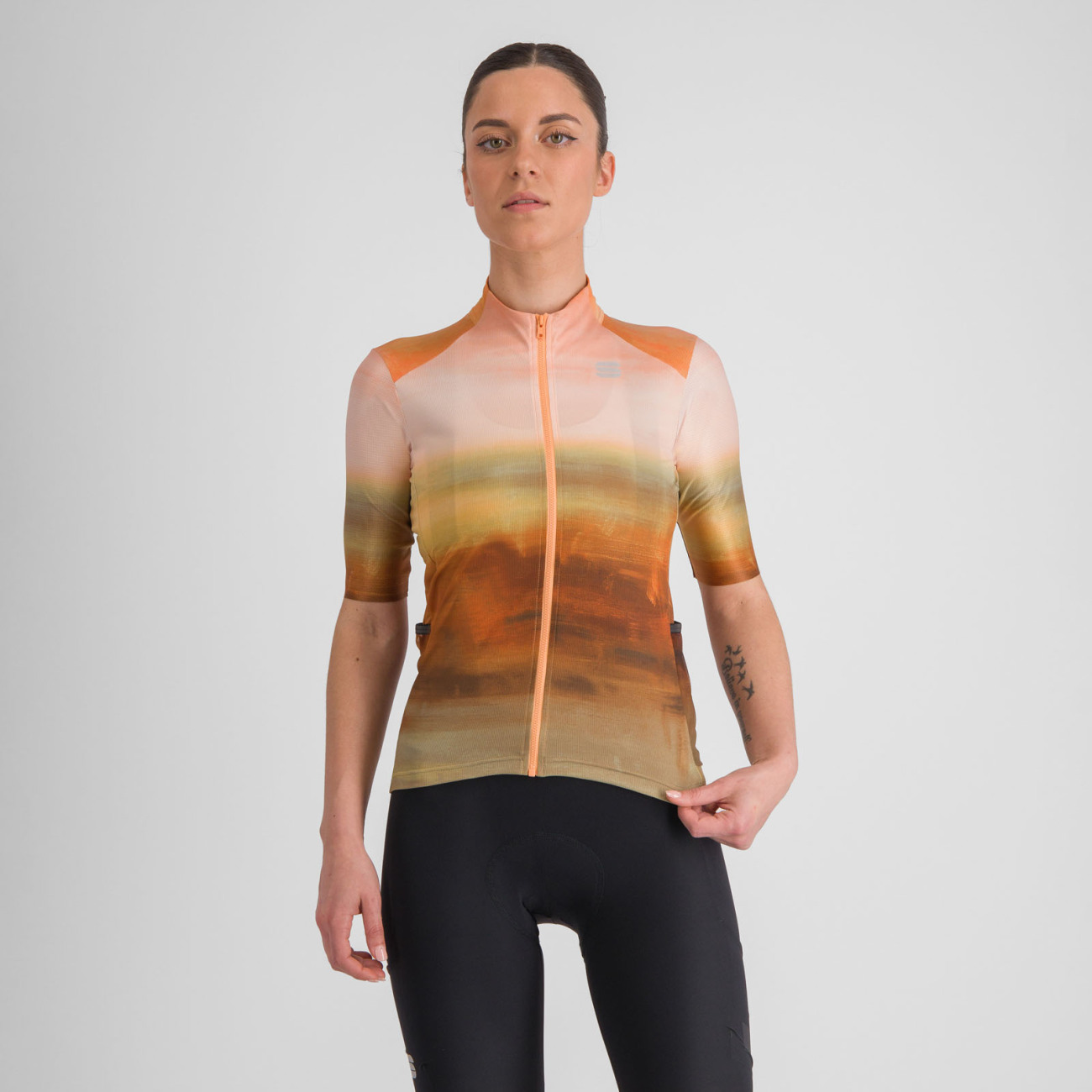SPORTFUL Cyklistický dres s krátkym rukávom - FLOW SUPERGIARA - hnedá/béžová