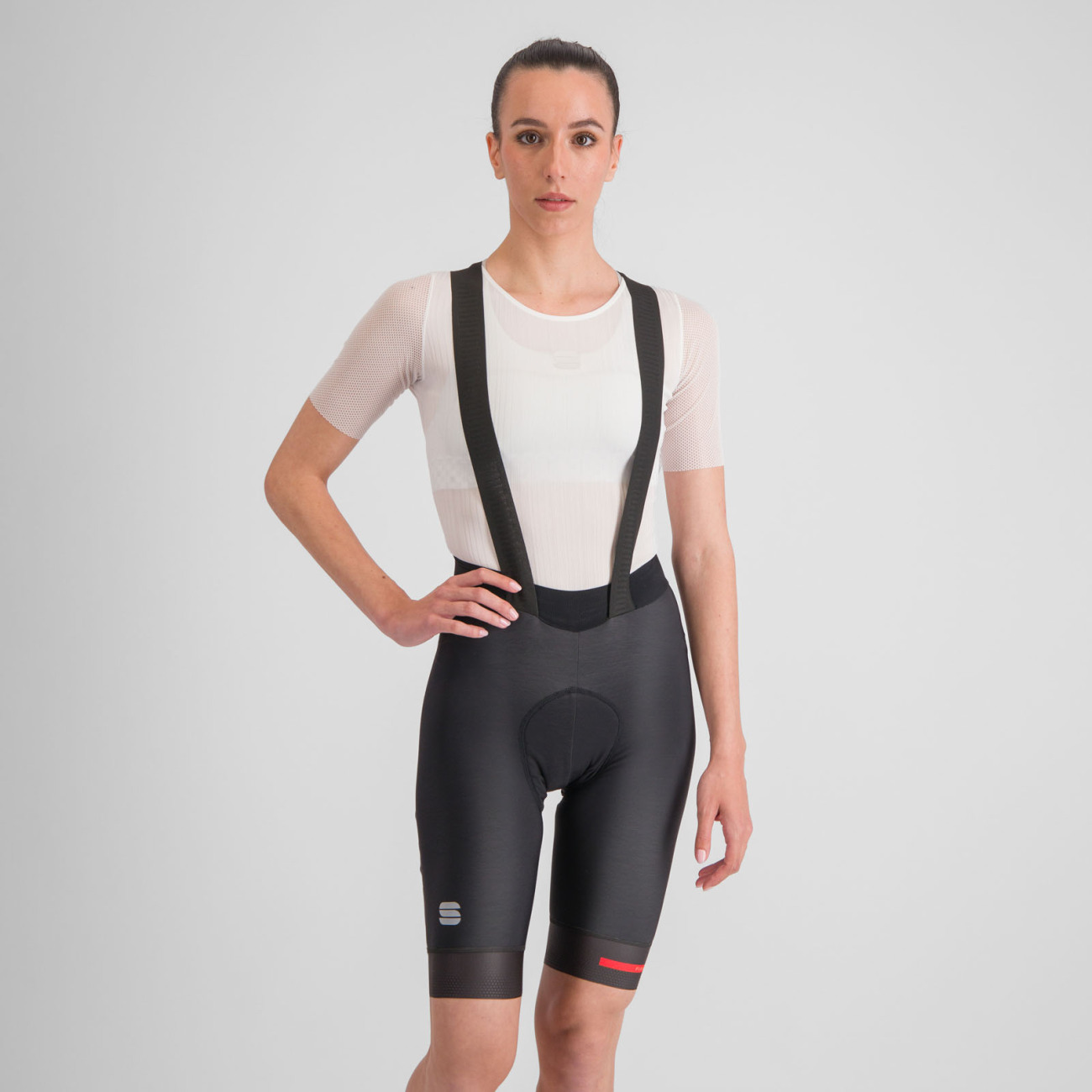 SPORTFUL Cyklistické nohavice krátke s trakmi - FIANDRE - čierna