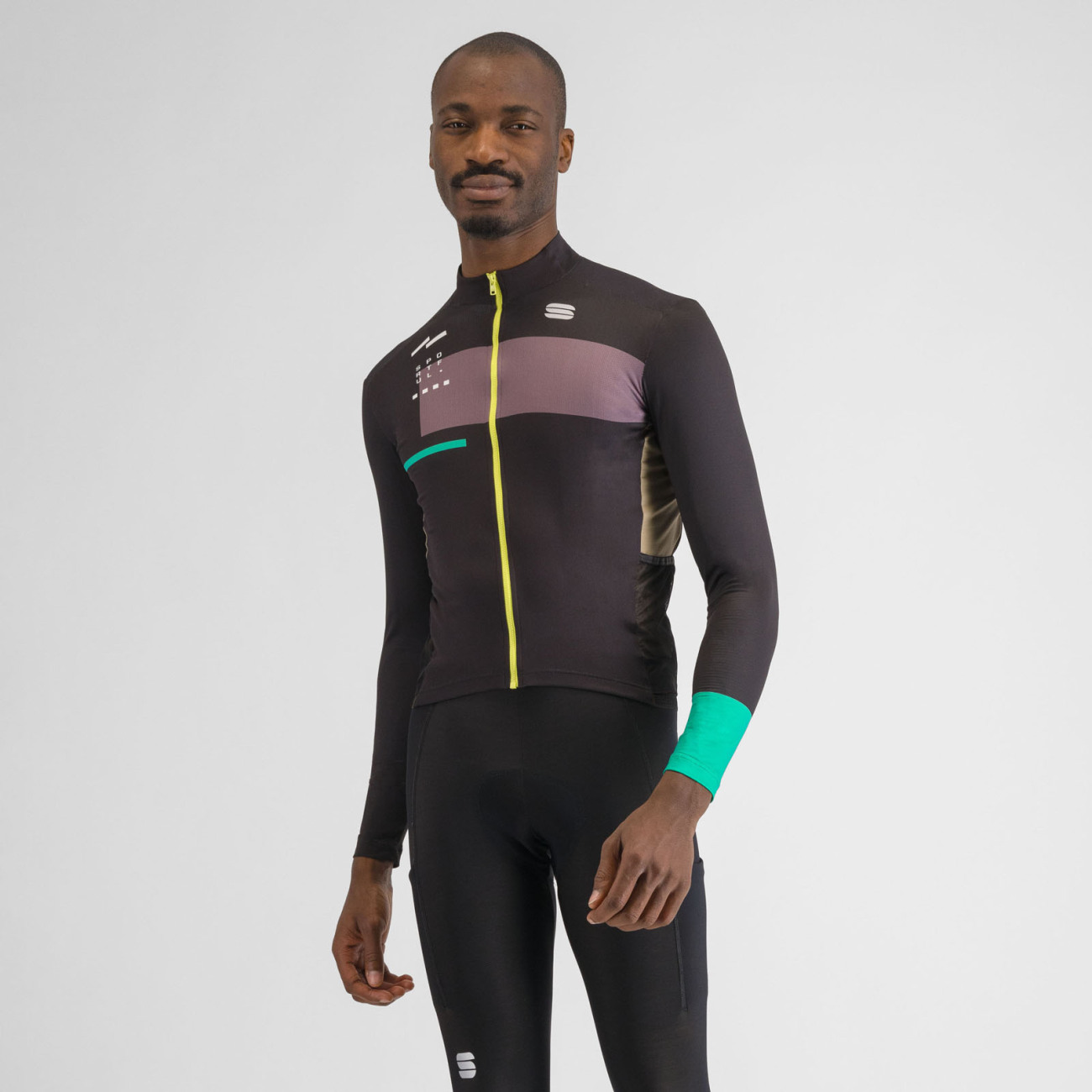 SPORTFUL Cyklistický dres s dlhým rukávom zimný - BREAKOUT SUPERGIARA THERMAL - čierna/zelená