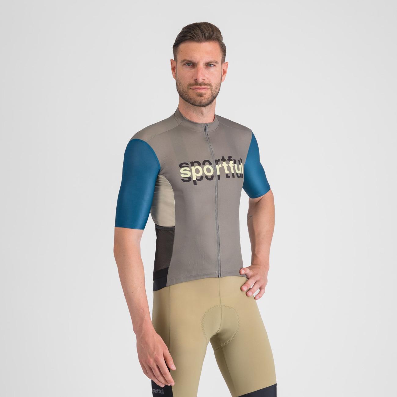SPORTFUL Cyklistický dres s krátkym rukávom - SUPERGIARA LOGO - modrá/šedá XL