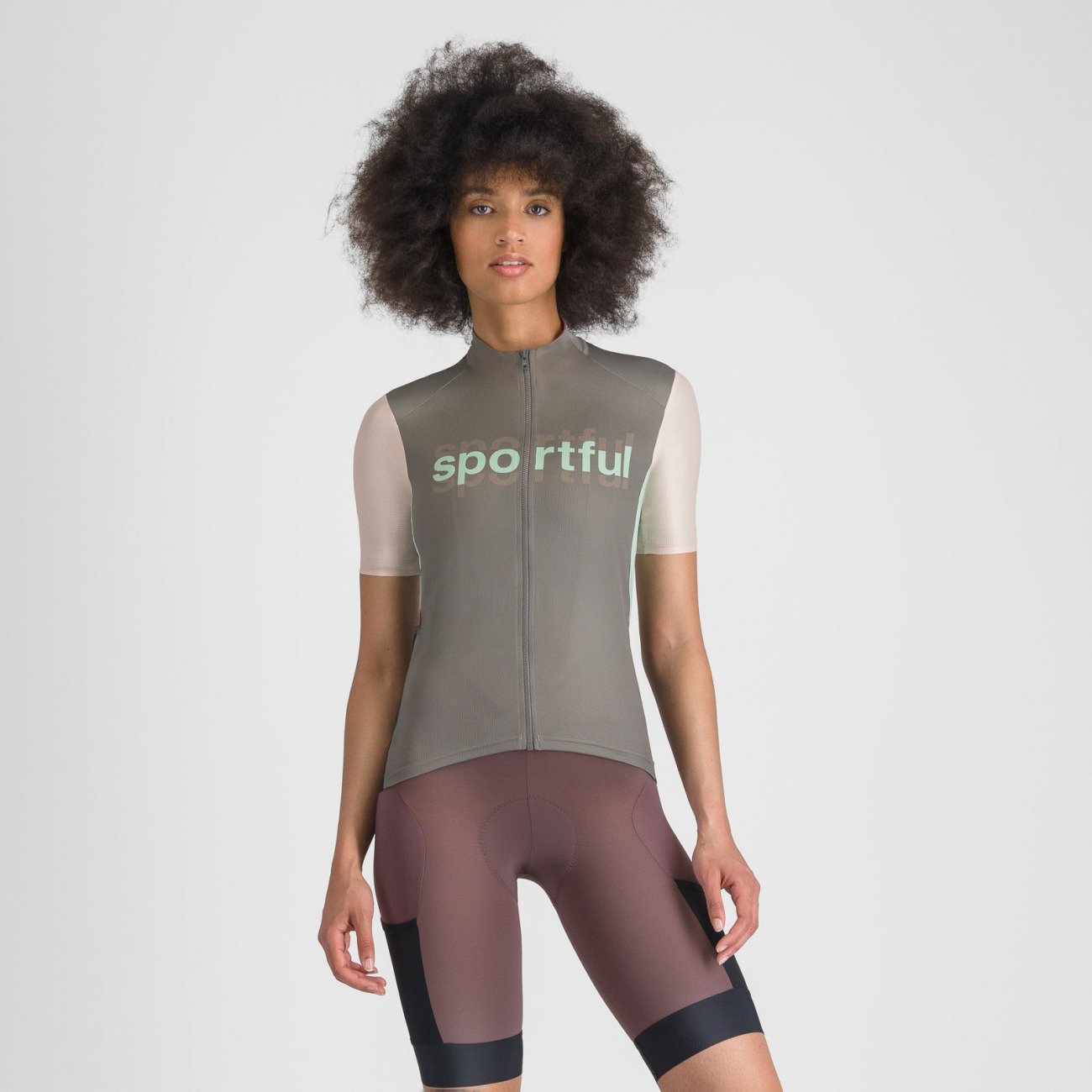 SPORTFUL Cyklistický dres s krátkym rukávom - SUPERGIARA LOGO W - šedá/ružová