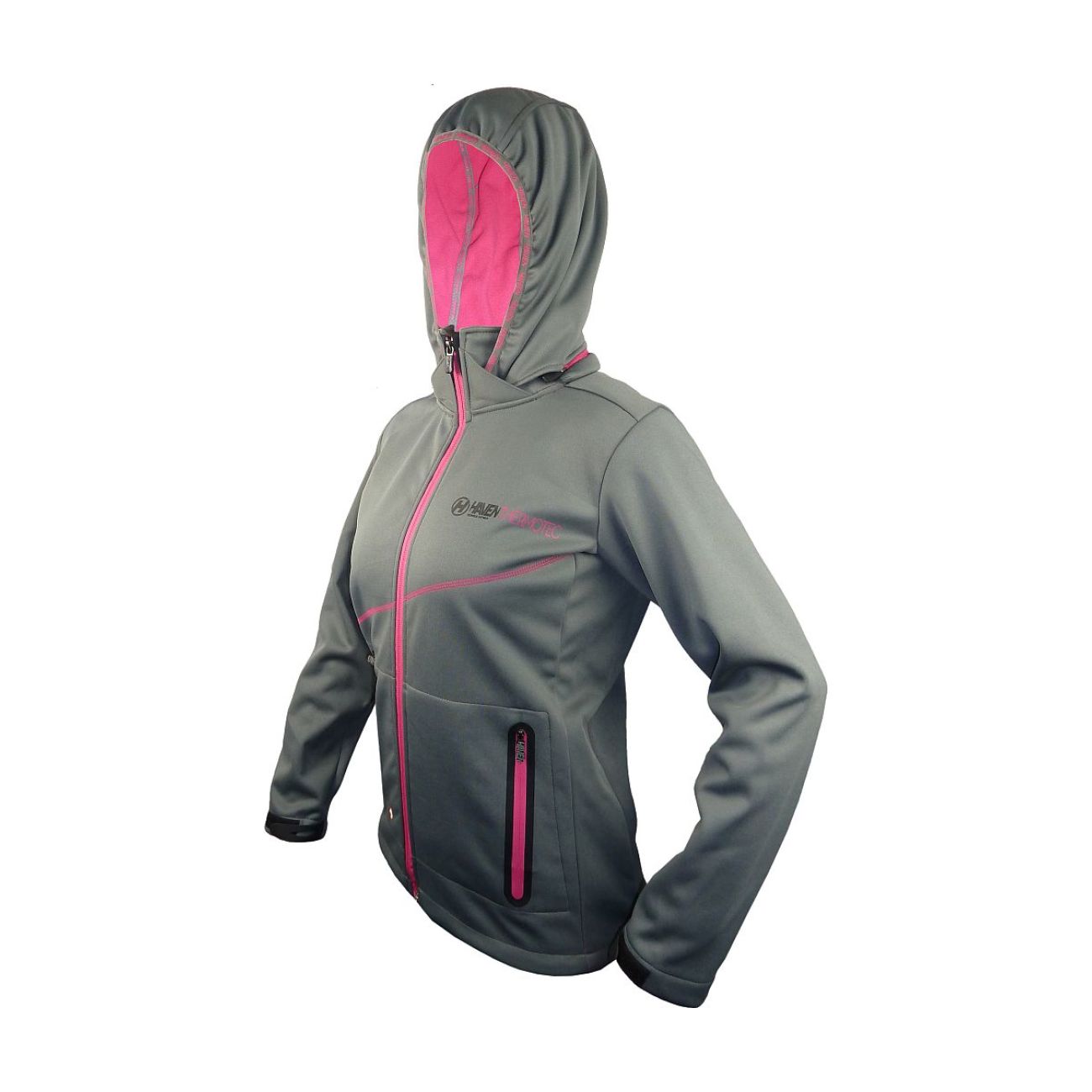 
                HAVEN Cyklistická zateplená bunda - THERMOTEC WOMEN - šedá/ružová
            