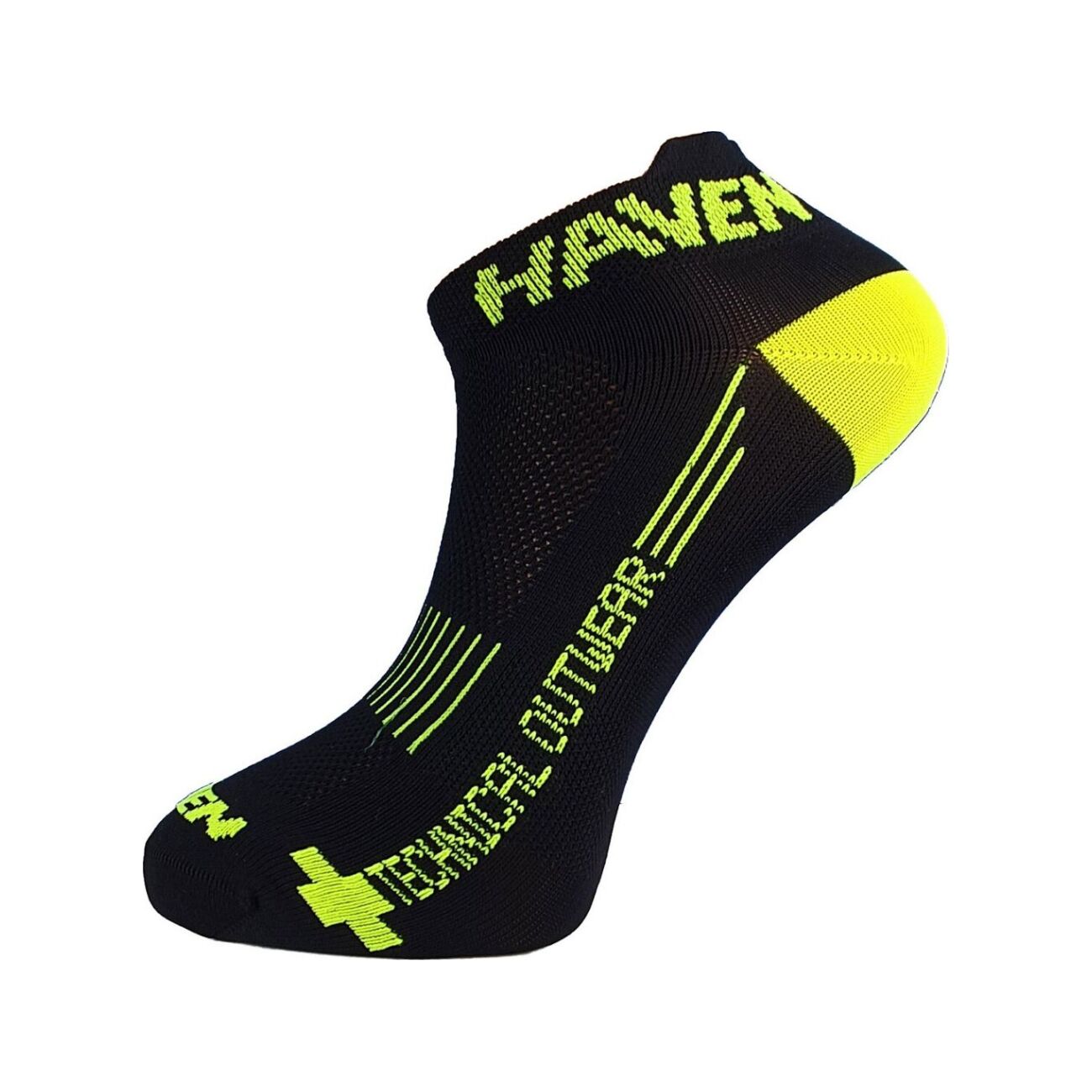 HAVEN Cyklistické ponožky členkové - SNAKE SILVER NEO 2PAK - čierna/žltá