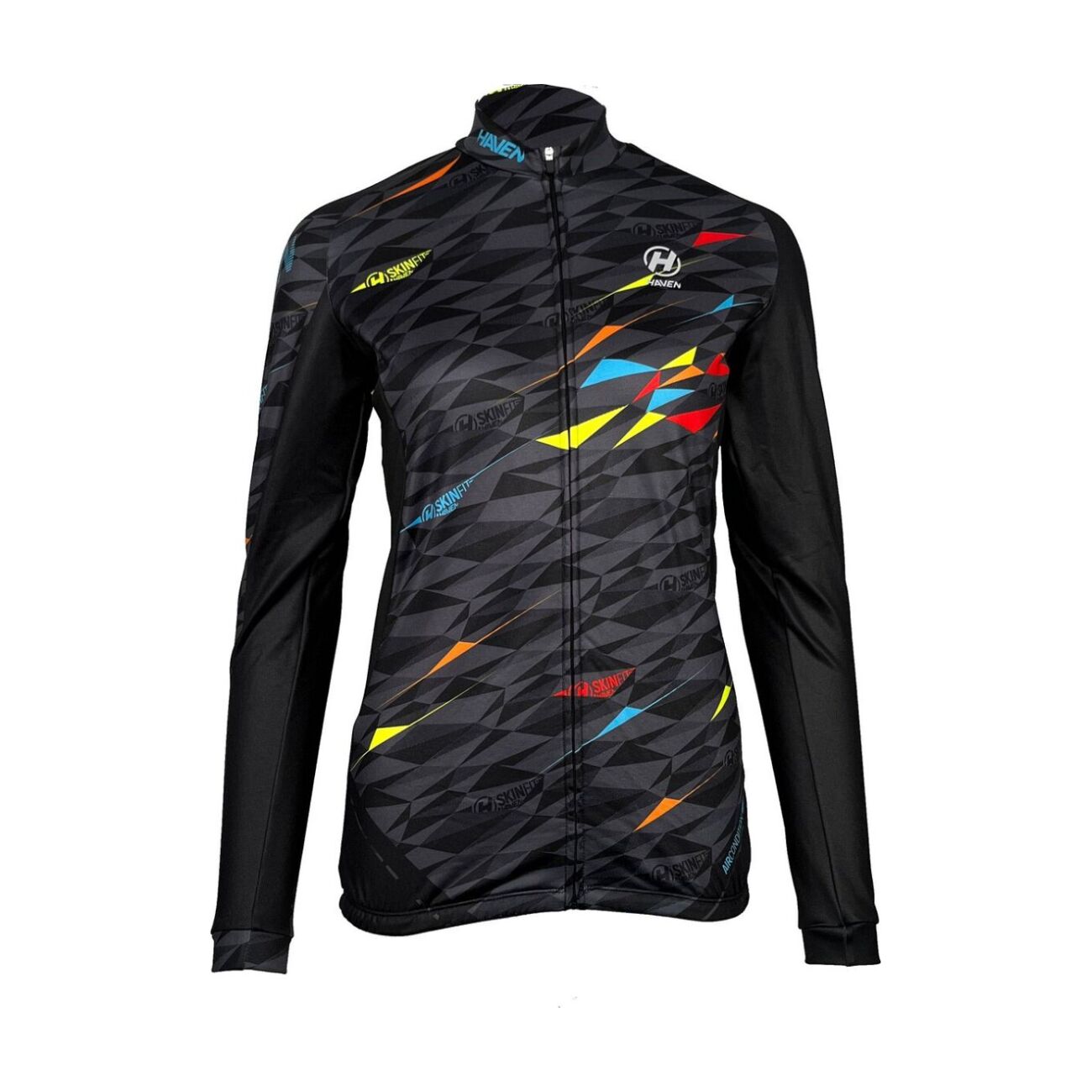 HAVEN Cyklistický dres s dlhým rukávom zimný - STRATO - čierna/viacfarebná