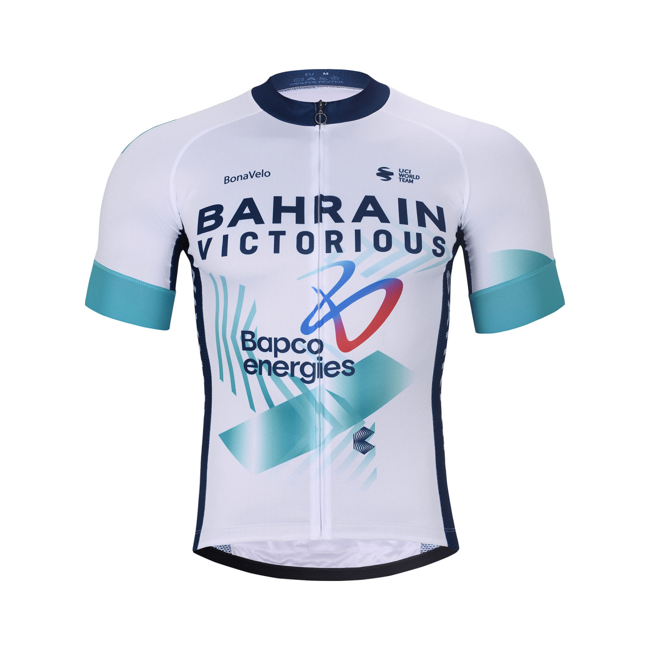 BONAVELO Cyklistický dres s krátkym rukávom - BAHRAIN VICTORIOUS 2025 - biela/svetlo zelená
