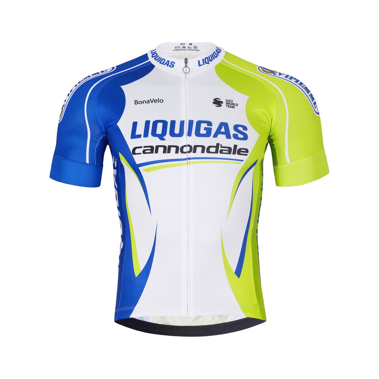 BONAVELO Cyklistický dres s krátkym rukávom - LIQUIGAS CANNONDALE - modrá/zelená/biela M