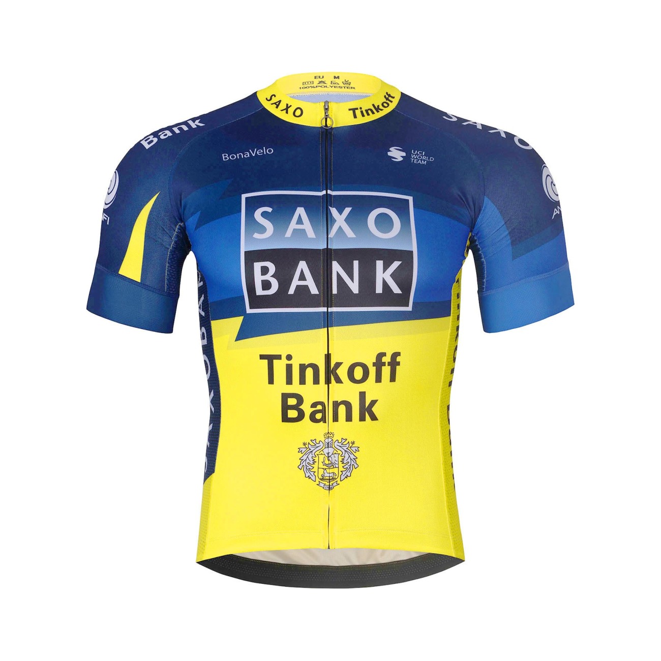 BONAVELO Cyklistický dres s krátkym rukávom - SAXO BANK TINKOFF - modrá/žltá 6XL