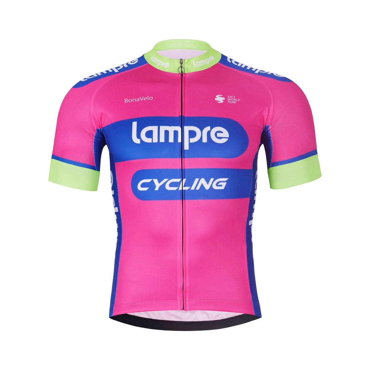 BONAVELO Cyklistický dres s krátkym rukávom - LAMPRE - ružová/modrá 3XL