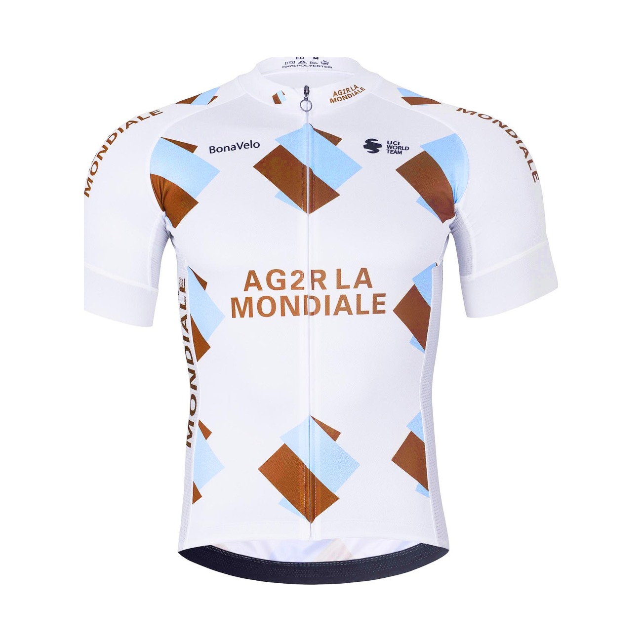 BONAVELO Cyklistický dres s krátkym rukávom - AG2R LA MONDIALE - biela/modrá 4XL