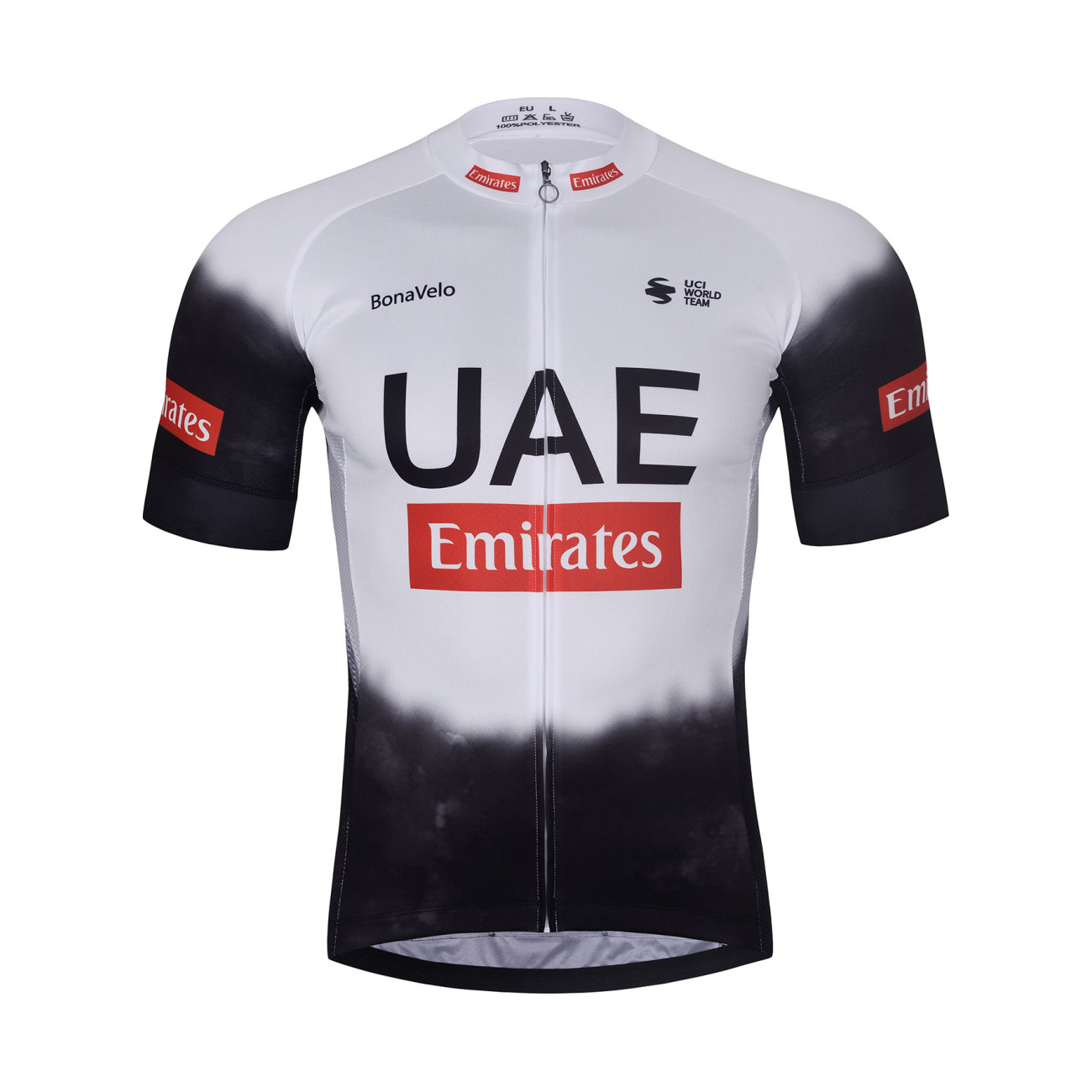BONAVELO Cyklistický dres s krátkym rukávom - UAE 2025 - biela/čierna
