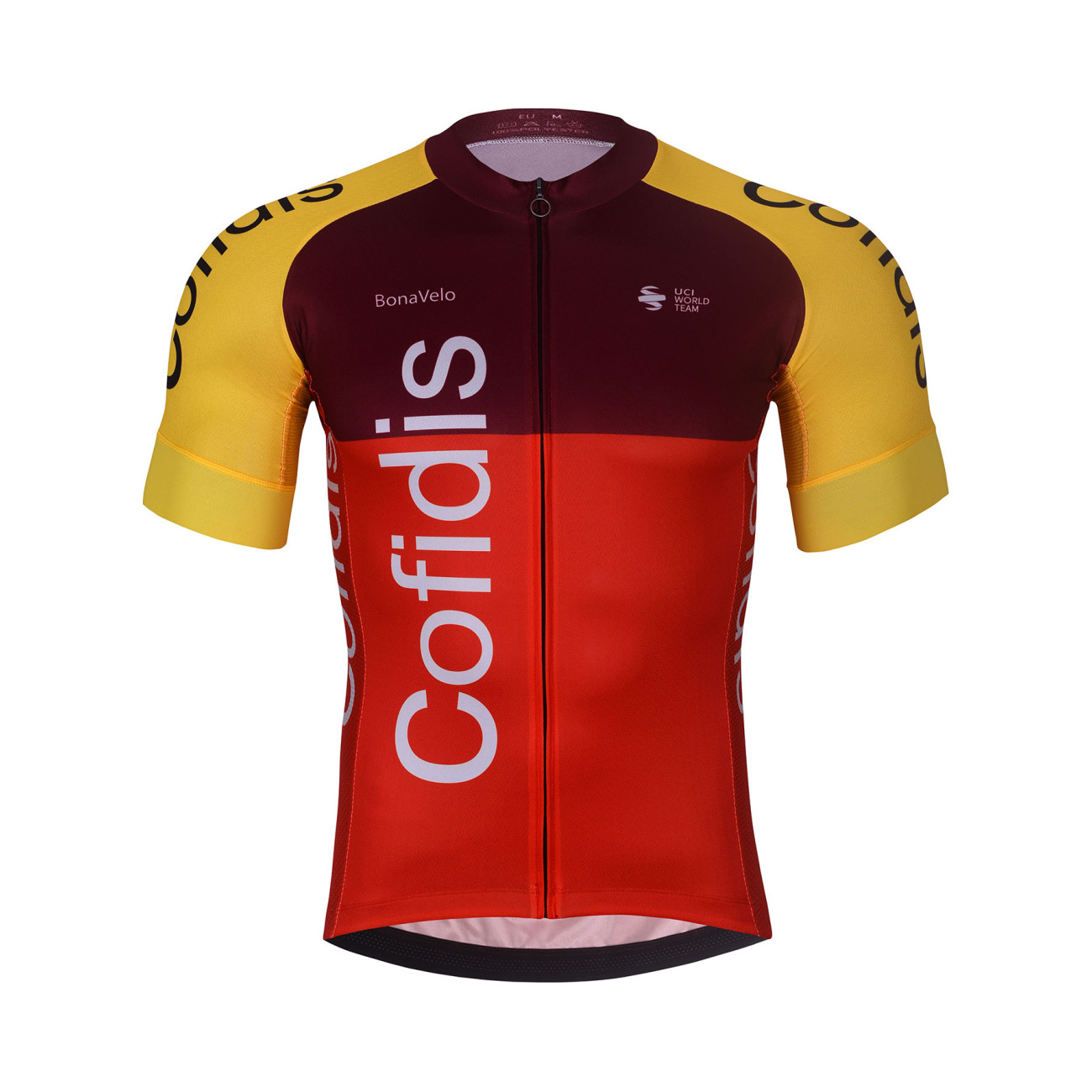 BONAVELO Cyklistický dres s krátkym rukávom - COFIDIS 2025 - červená/žltá