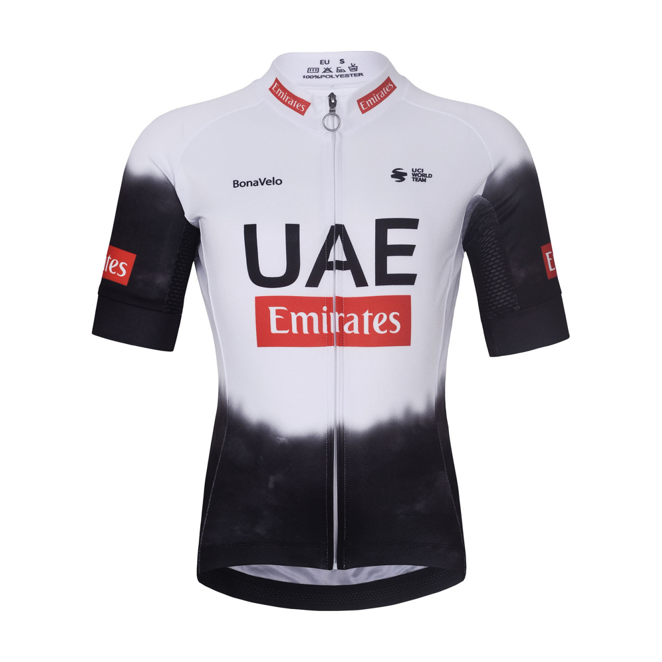 BONAVELO Cyklistický dres s krátkym rukávom - UAE KID 2025 - biela/čierna S-135cm