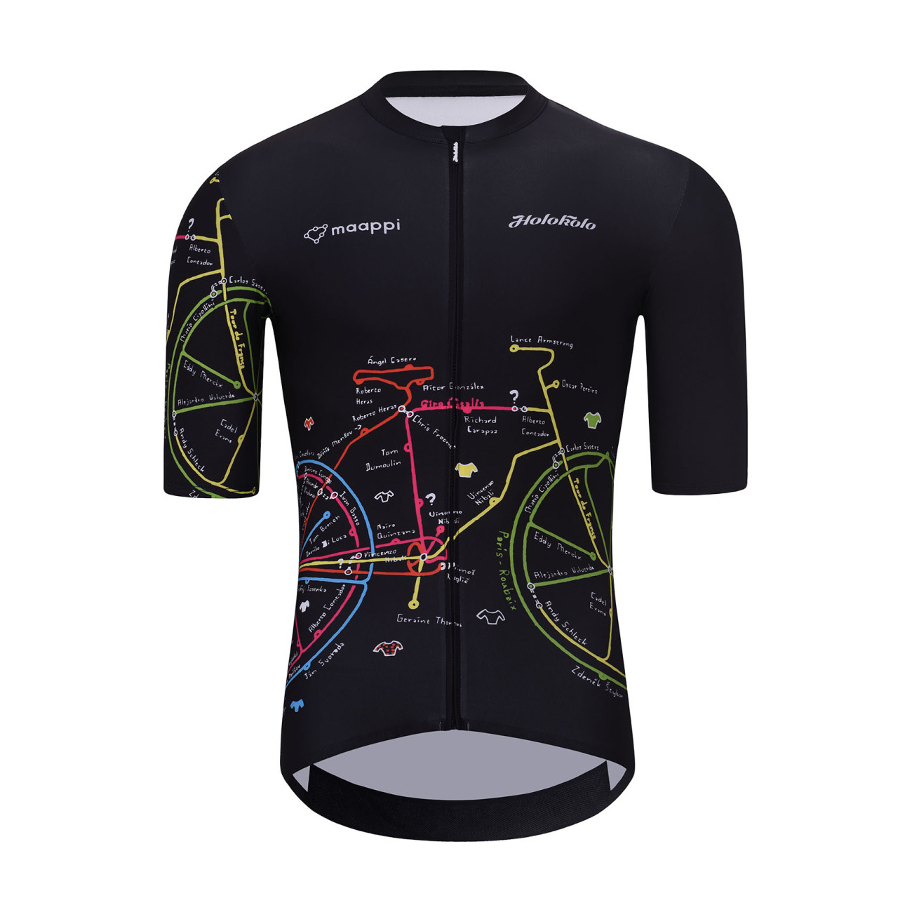 HOLOKOLO Cyklistický dres s krátkym rukávom - MAAPPI DARK - čierna/viacfarebná