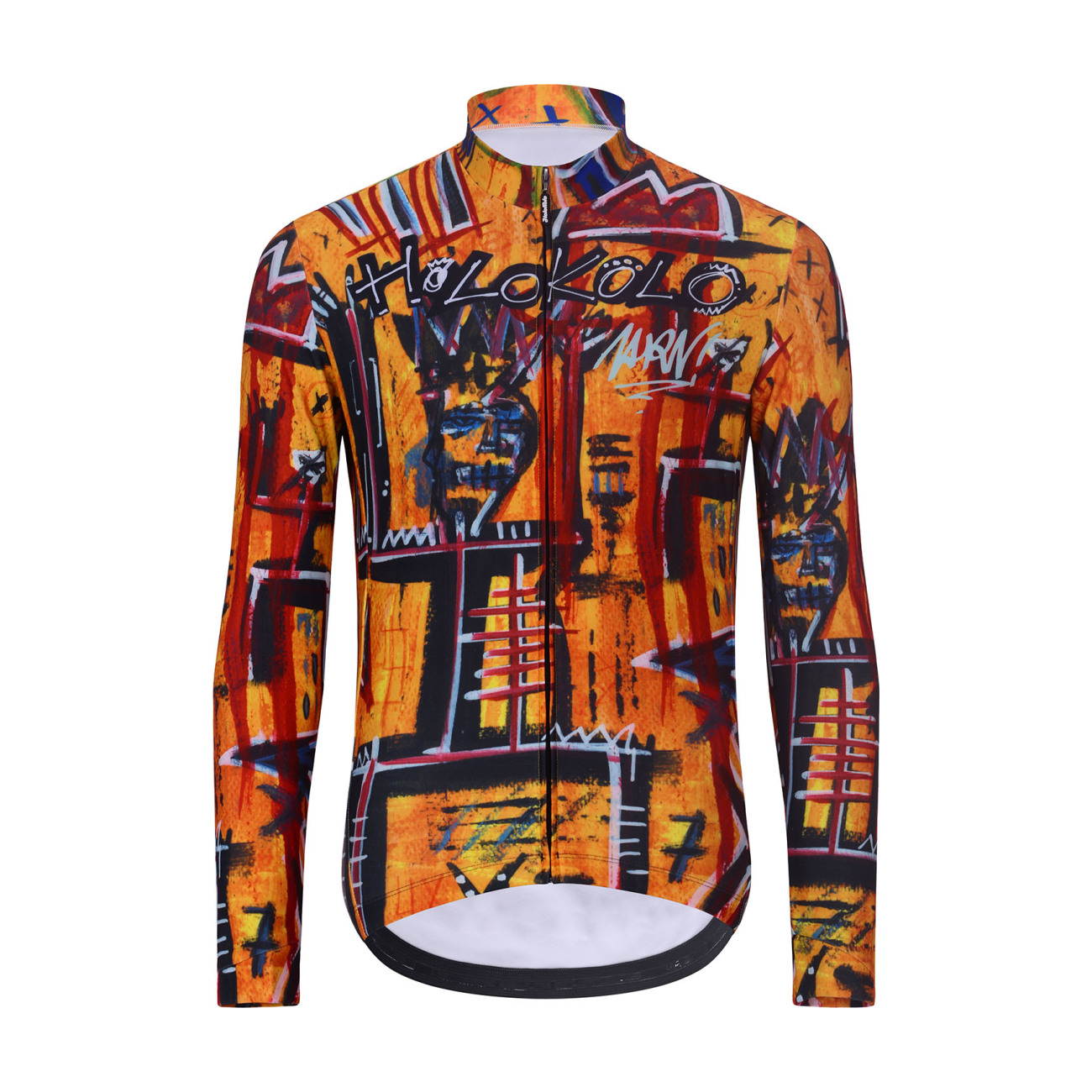 HOLOKOLO Cyklistický dres s dlhým rukávom zimný - WILDLY WINTER - žltá/viacfarebná