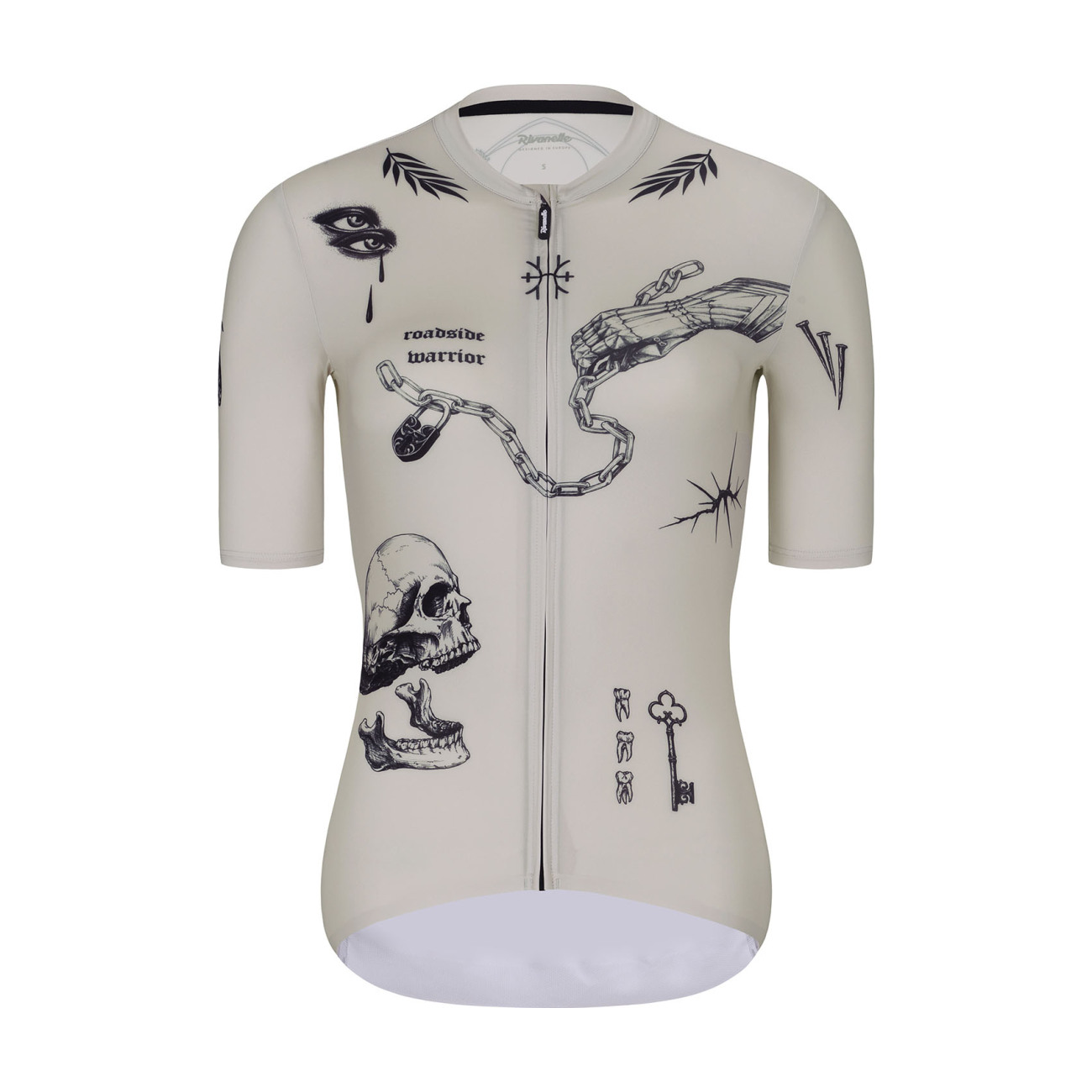 RIVANELLE Cyklistický dres s krátkym rukávom - TATTOO - ivory/šedá XL