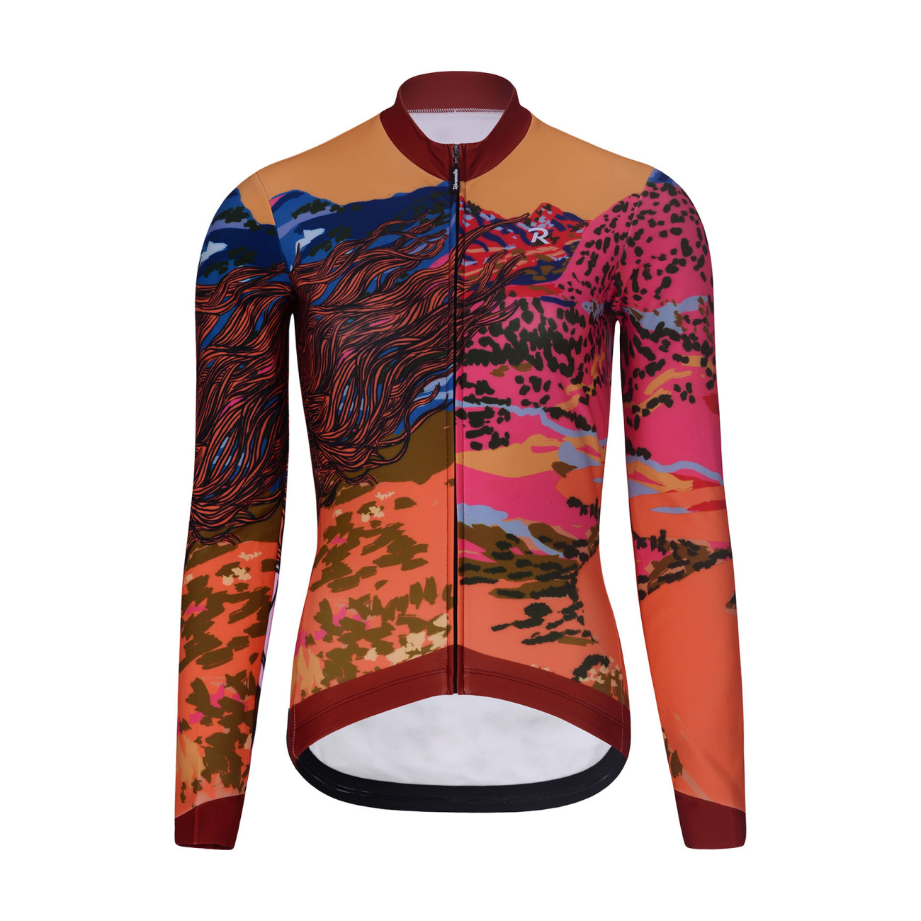 RIVANELLE BY HOLOKOLO Cyklistický dres s dlhým rukávom zimný - FREE WINTER - oranžová/viacfarebná
