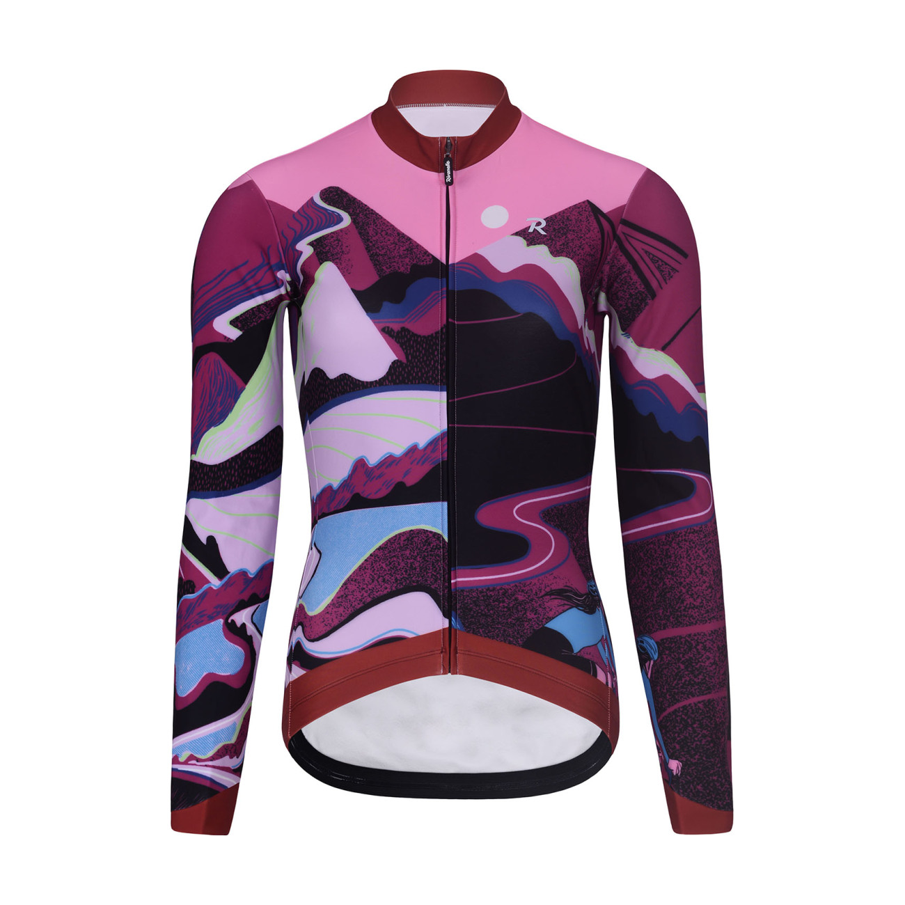 RIVANELLE BY HOLOKOLO Cyklistický dres s dlhým rukávom zimný - SUNSET WINTER - ružová/viacfarebná