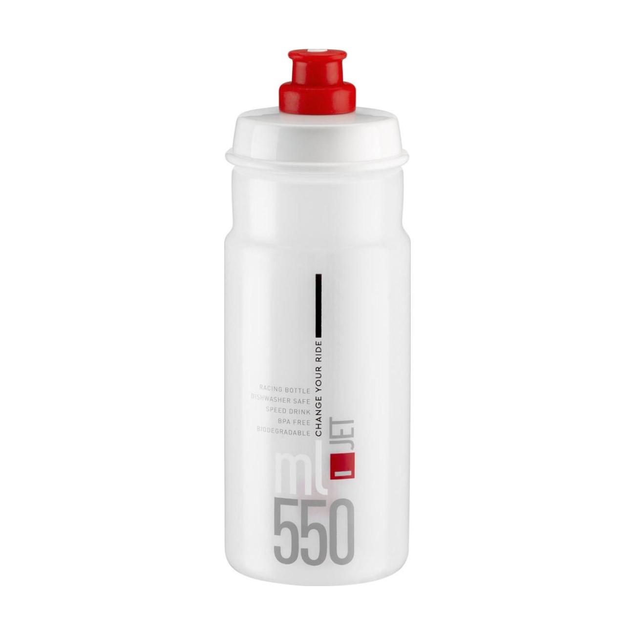
                ELITE Cyklistická fľaša na vodu -  JET 550 - transparentná/červená
            