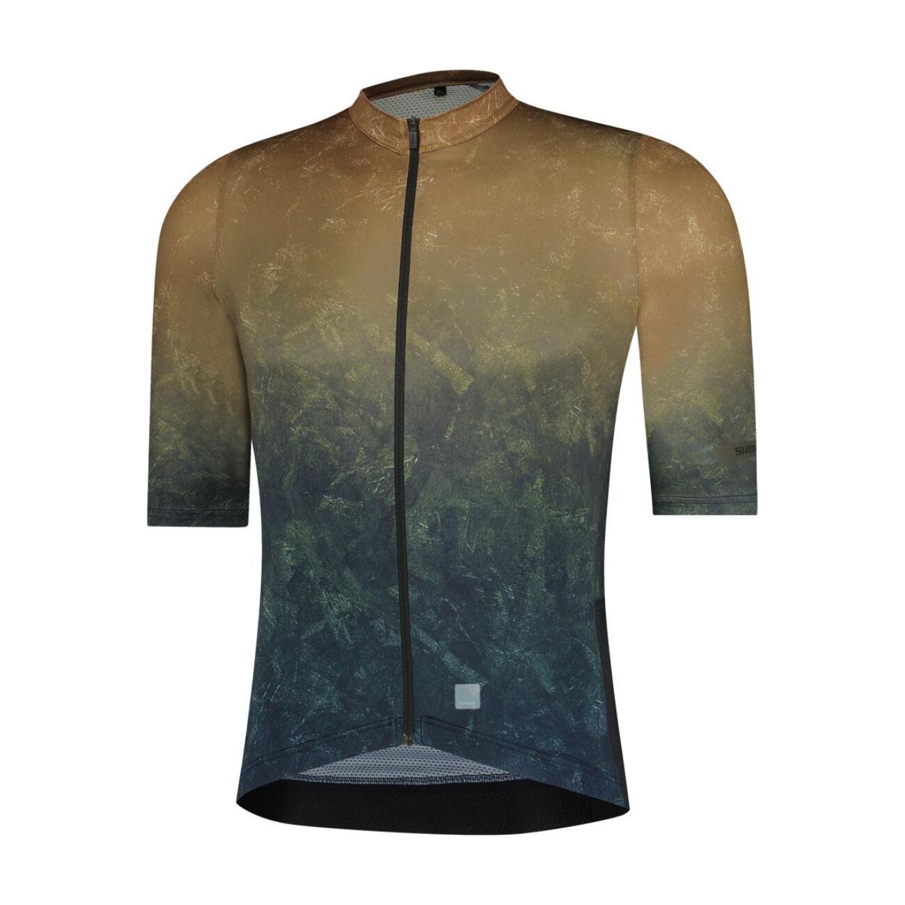 SHIMANO Cyklistický dres s krátkym rukávom - EVOLVE - béžová/modrá L