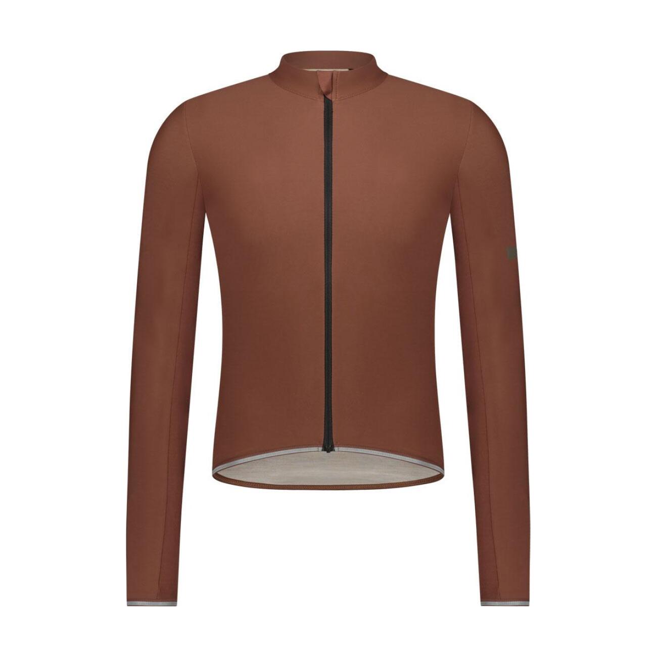 SHIMANO Cyklistický dres s dlhým rukávom letný - EVOLVE MERINO LONG - hnedá L