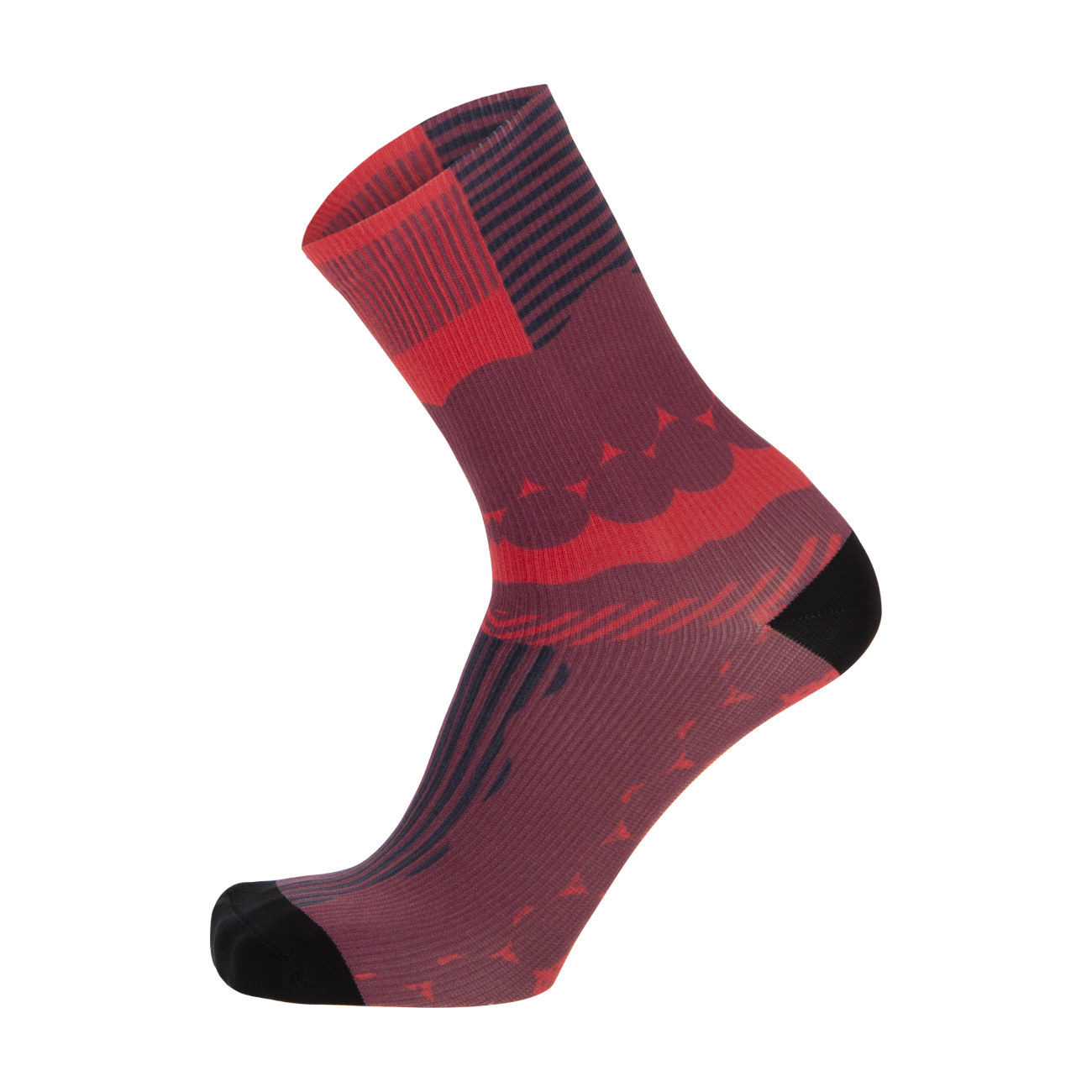 
                SANTINI Cyklistické ponožky klasické - OPTIC - červená/čierna XS
            