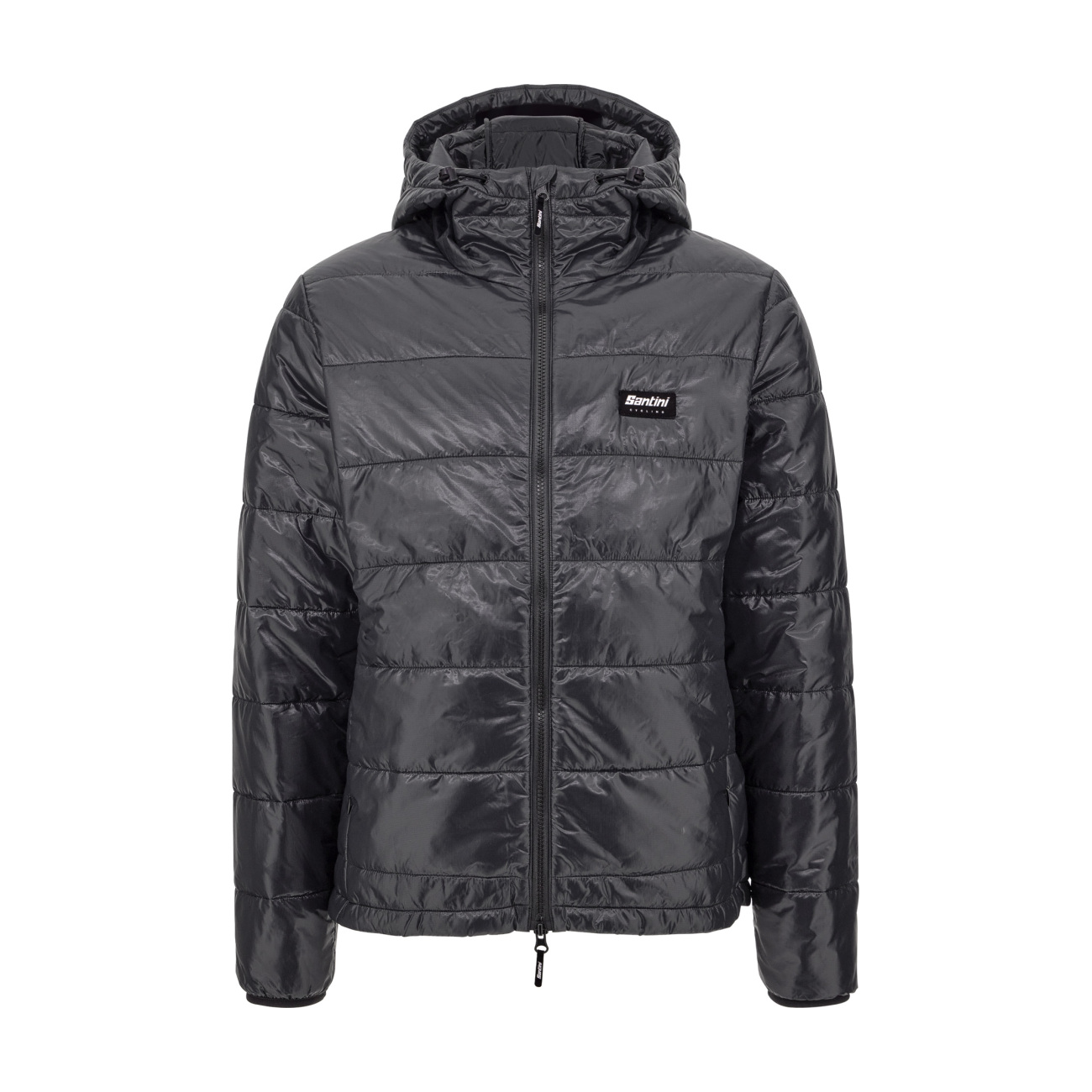 SANTINI Cyklistická zateplená bunda - PUFF - čierna