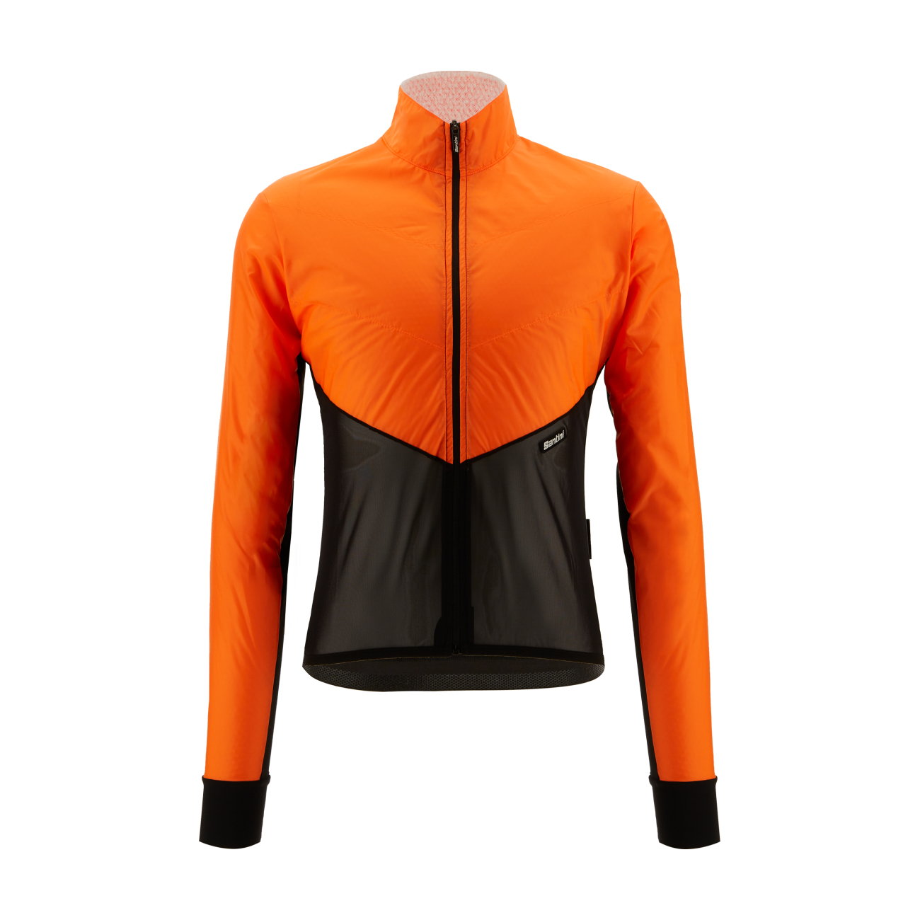 E-shop SANTINI Cyklistická vetruodolná bunda - REDUX LITE - oranžová/čierna