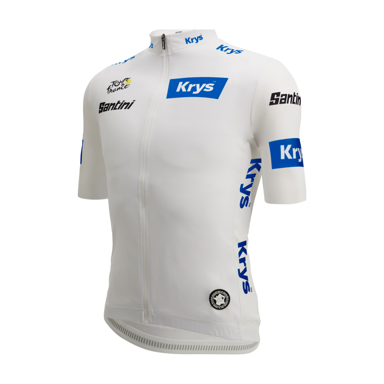 SANTINI Cyklistický dres s krátkym rukávom - TDF FAN BEST YOUNG RIDER - biela