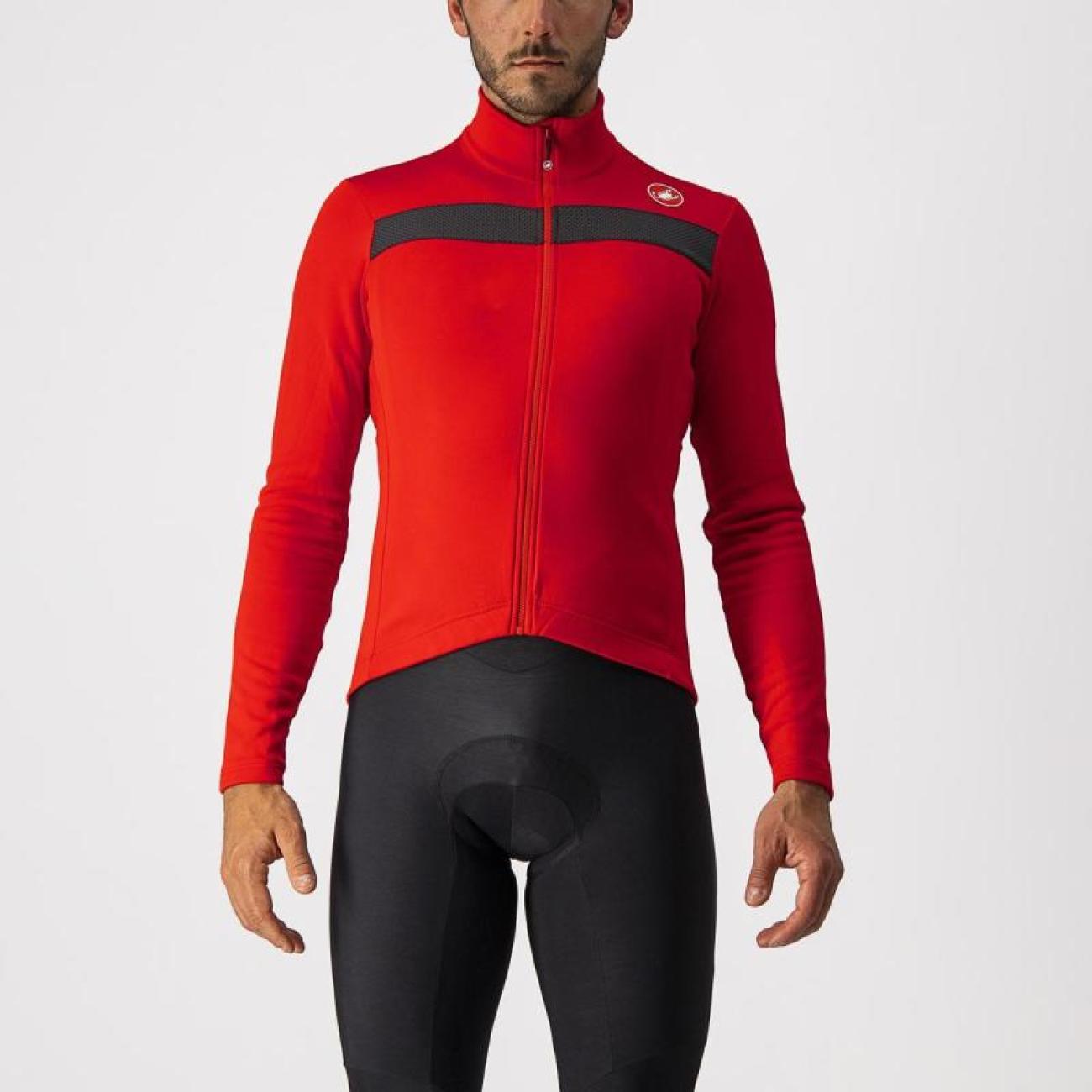 CASTELLI Cyklistický dres s dlhým rukávom zimný - PURO 3 - červená