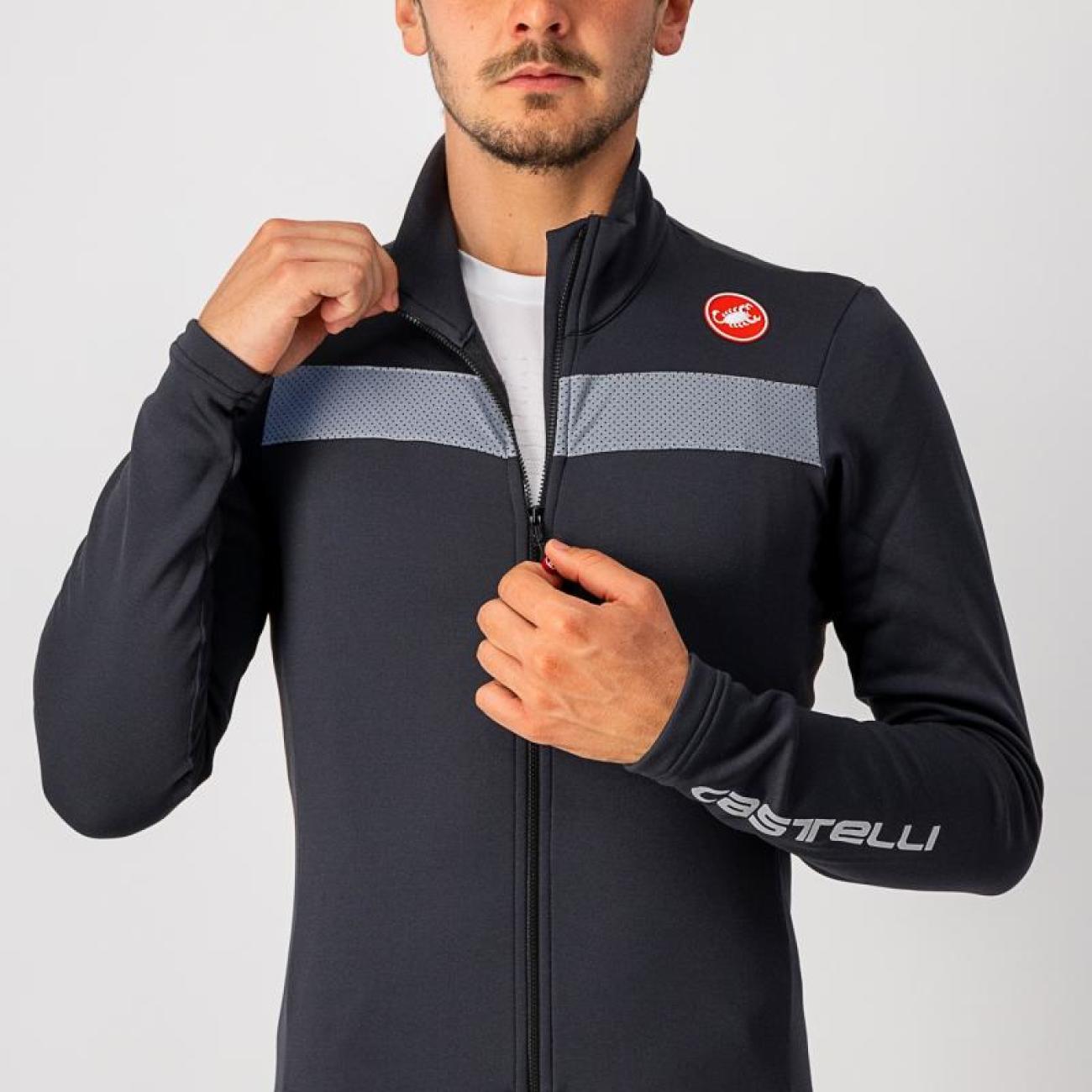 
                CASTELLI Cyklistický dres s dlhým rukávom zimný - PURO 3 - antracitová 3XL
            