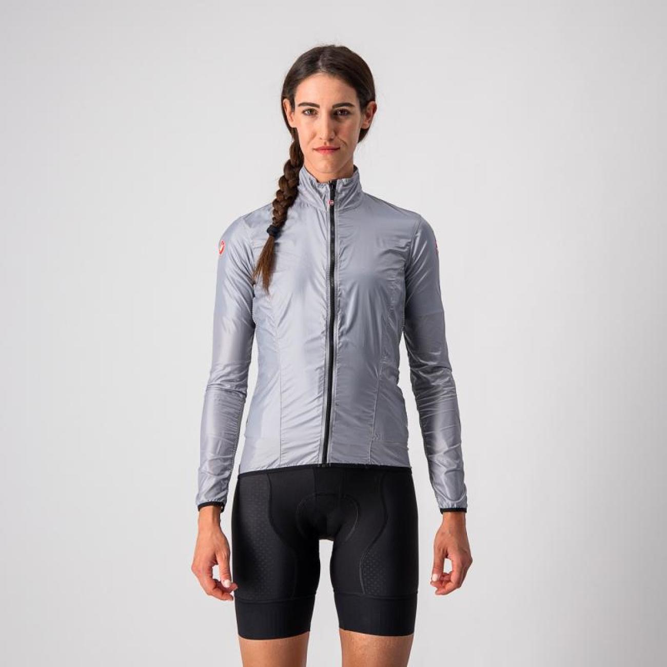 
                CASTELLI Cyklistická vetruodolná bunda - ARIA SHELL W - strieborná XL
            