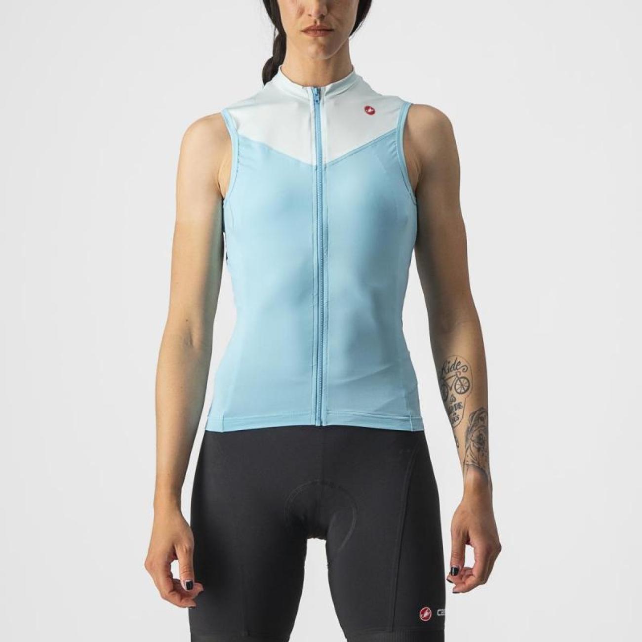 
                CASTELLI Cyklistický dres bez rukávov - SOLARIS - svetlo modrá S
            